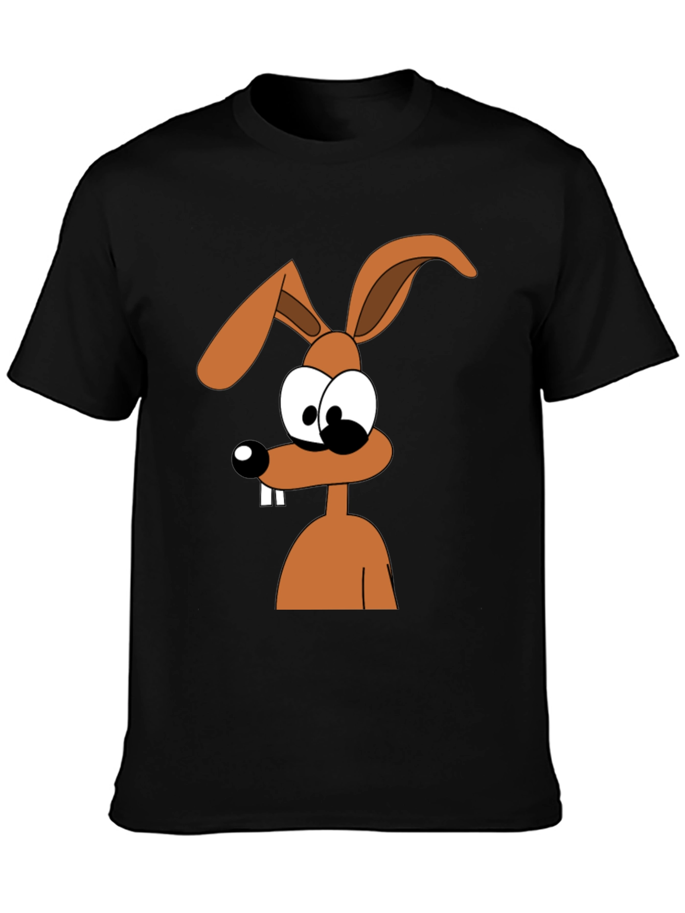 Cartoon Rabbit Graphic Tee - Black