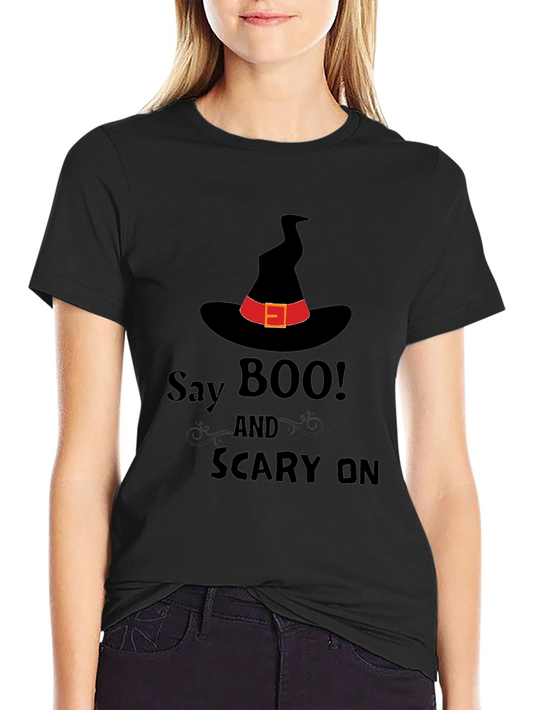 Halloween Witch Hat T-Shirt - Say Boo!