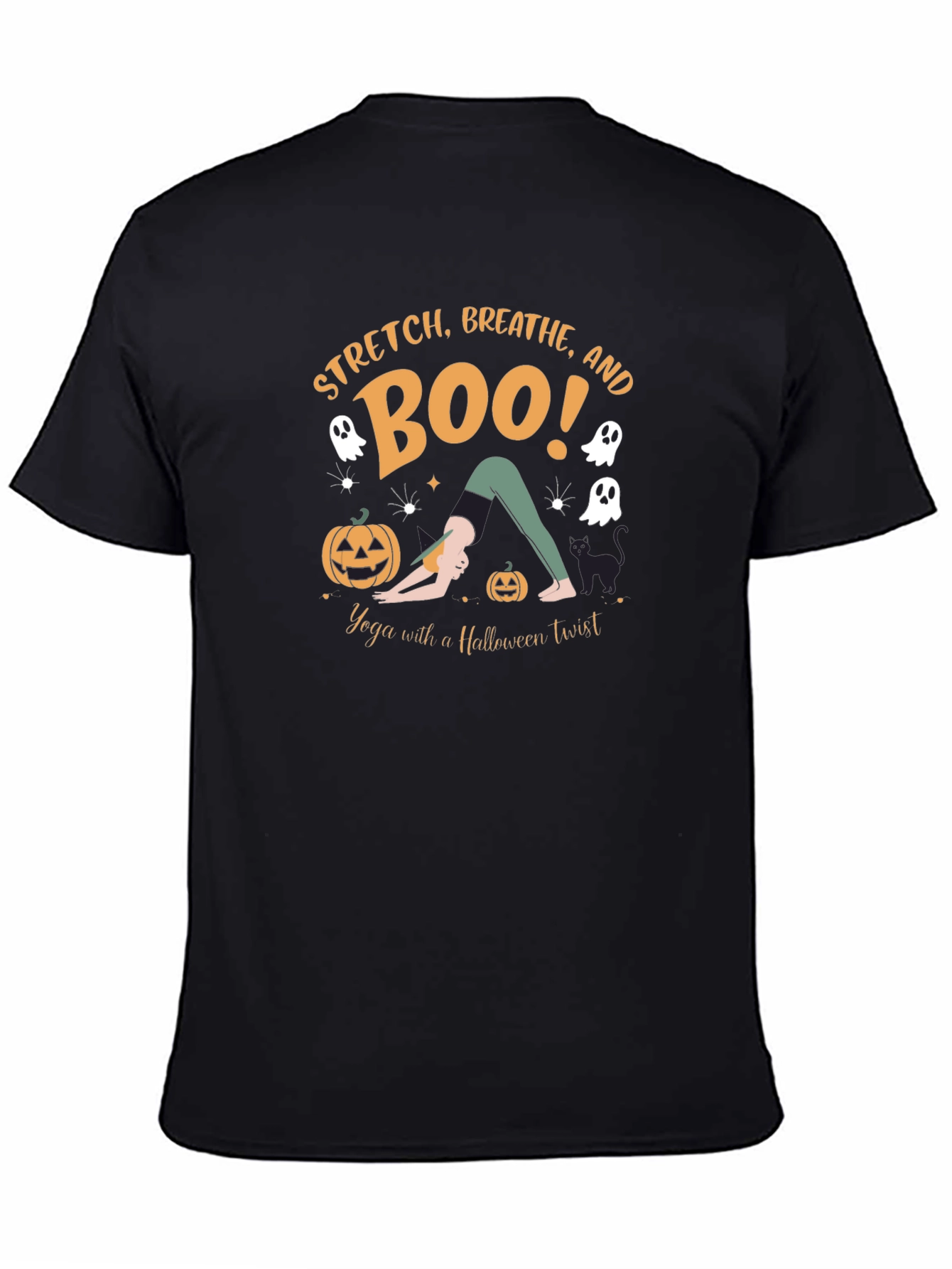 Halloween Yoga T-Shirt - Stretch Breathe and Boo!