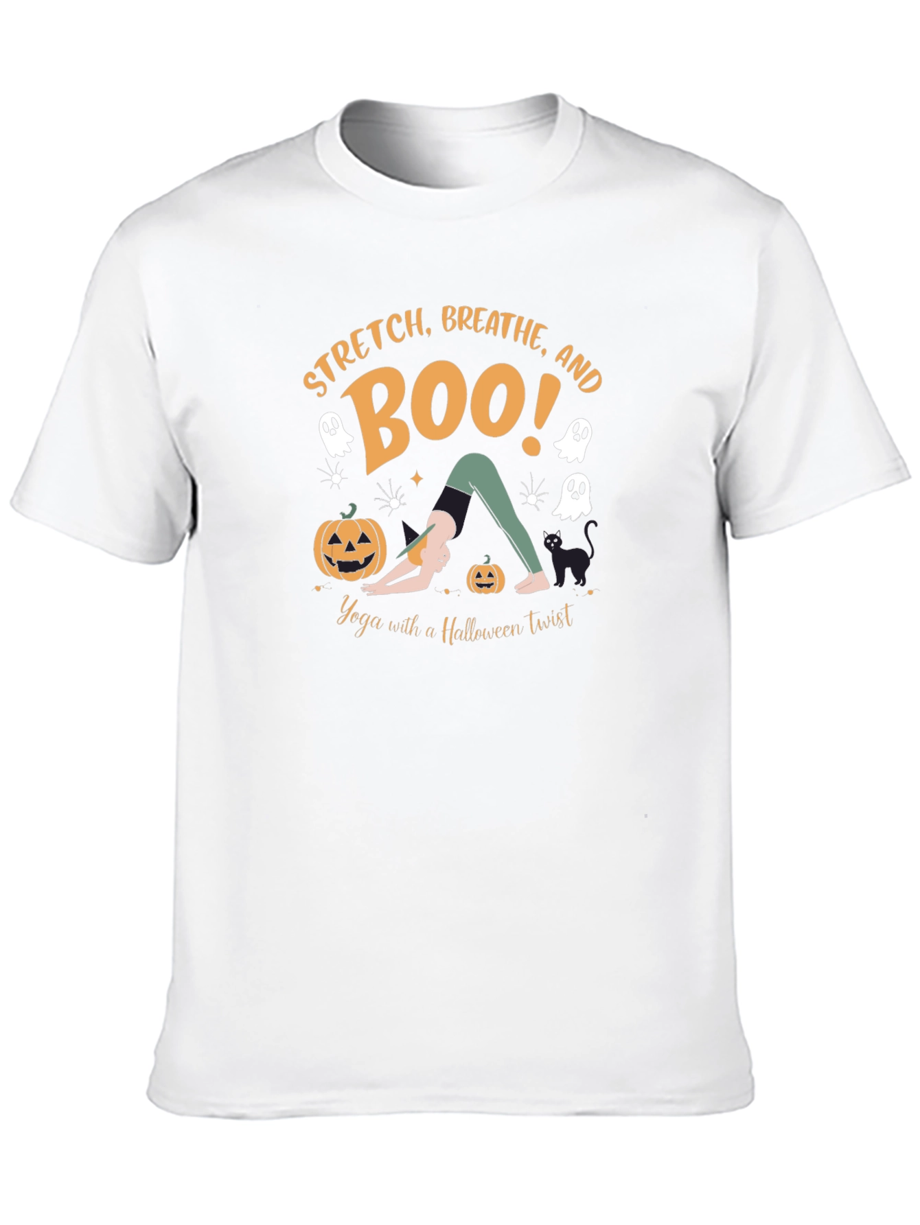 Halloween Yoga T-Shirt - Stretch Breathe and Boo!