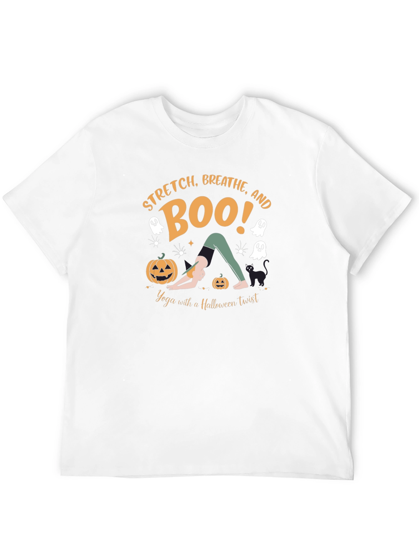 Halloween Yoga T-Shirt - Stretch Breathe and Boo!