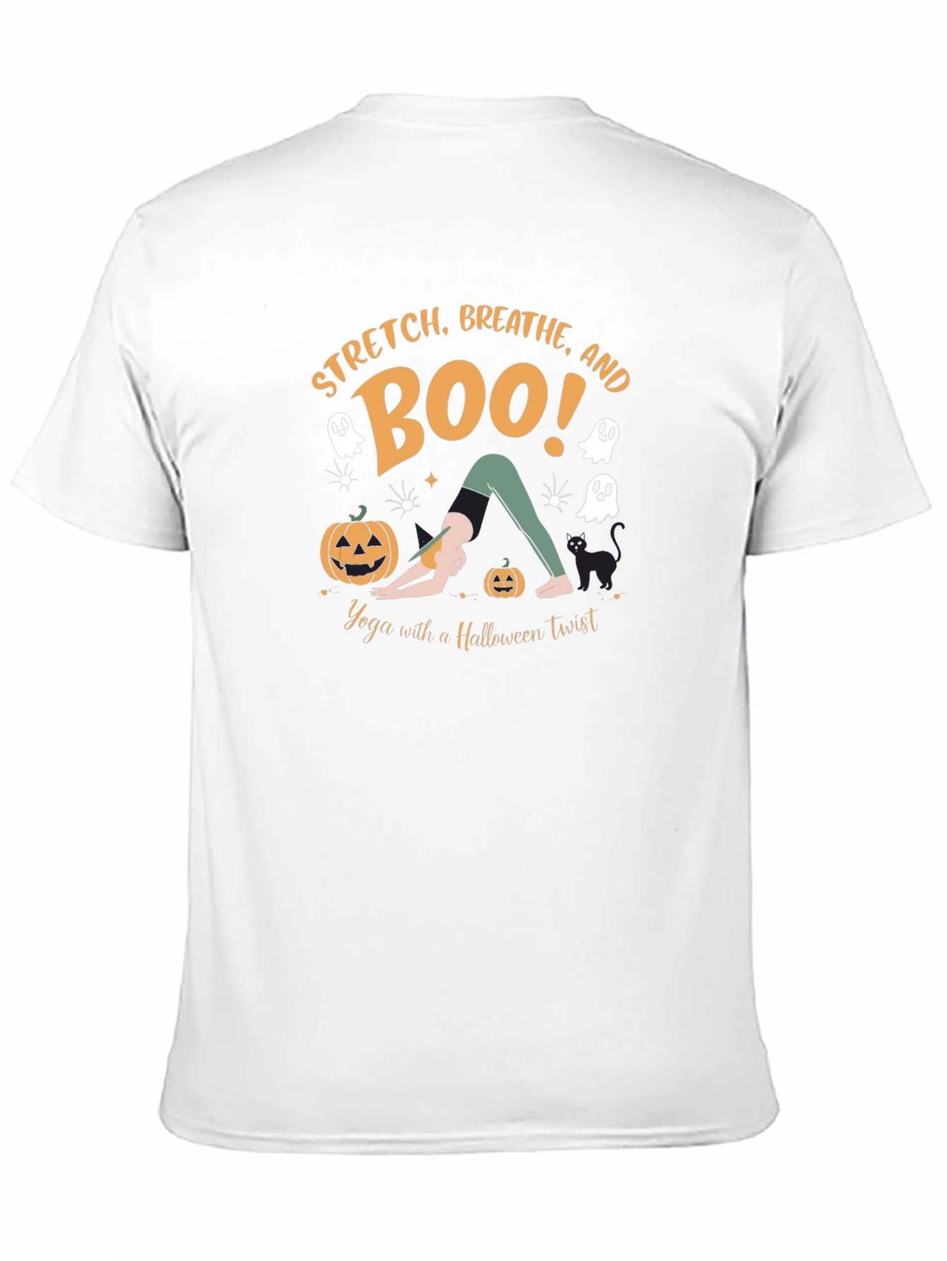 Halloween Yoga T-Shirt - Stretch Breathe and Boo!