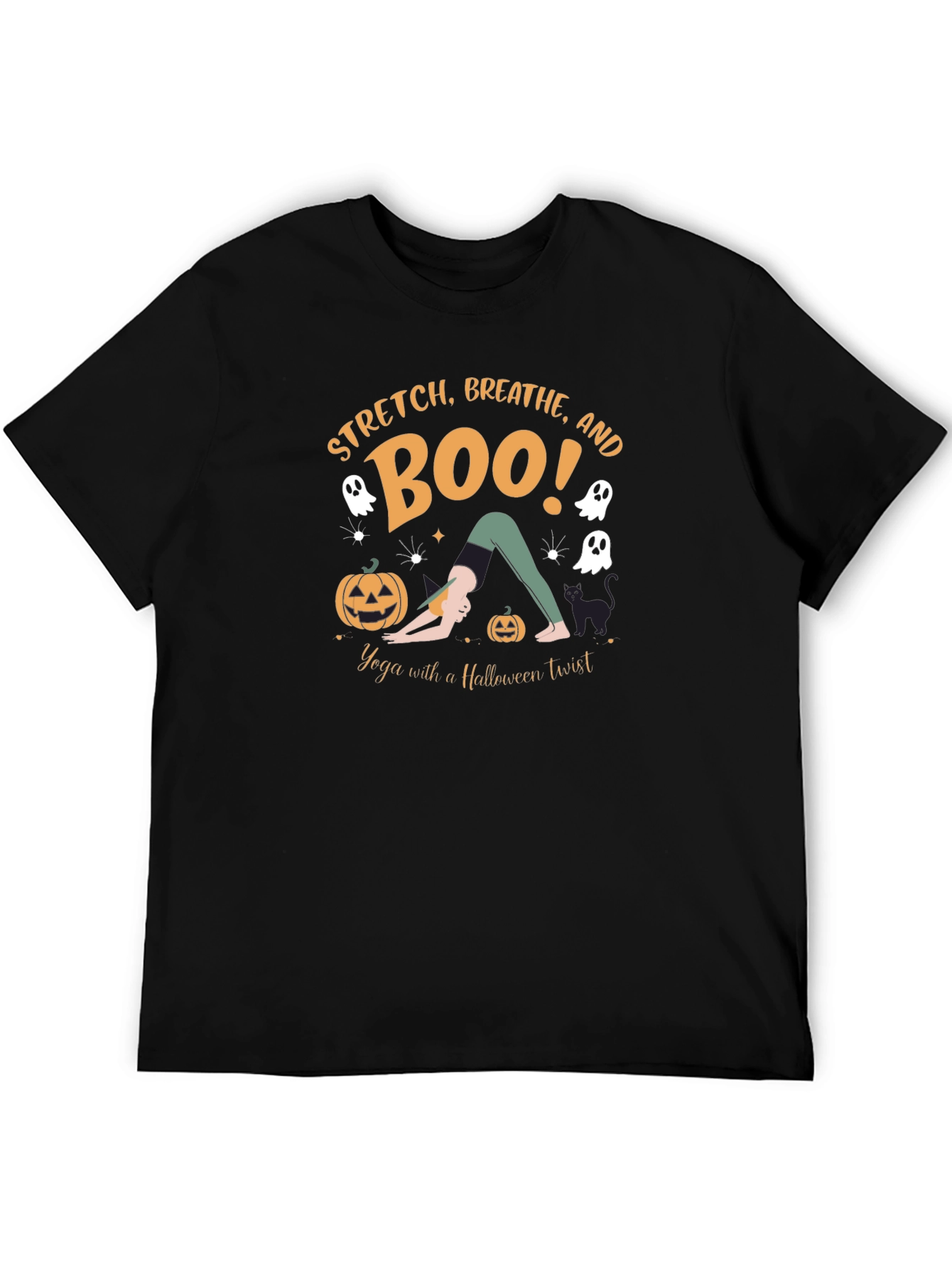 Halloween Yoga T-Shirt - Stretch Breathe and Boo!