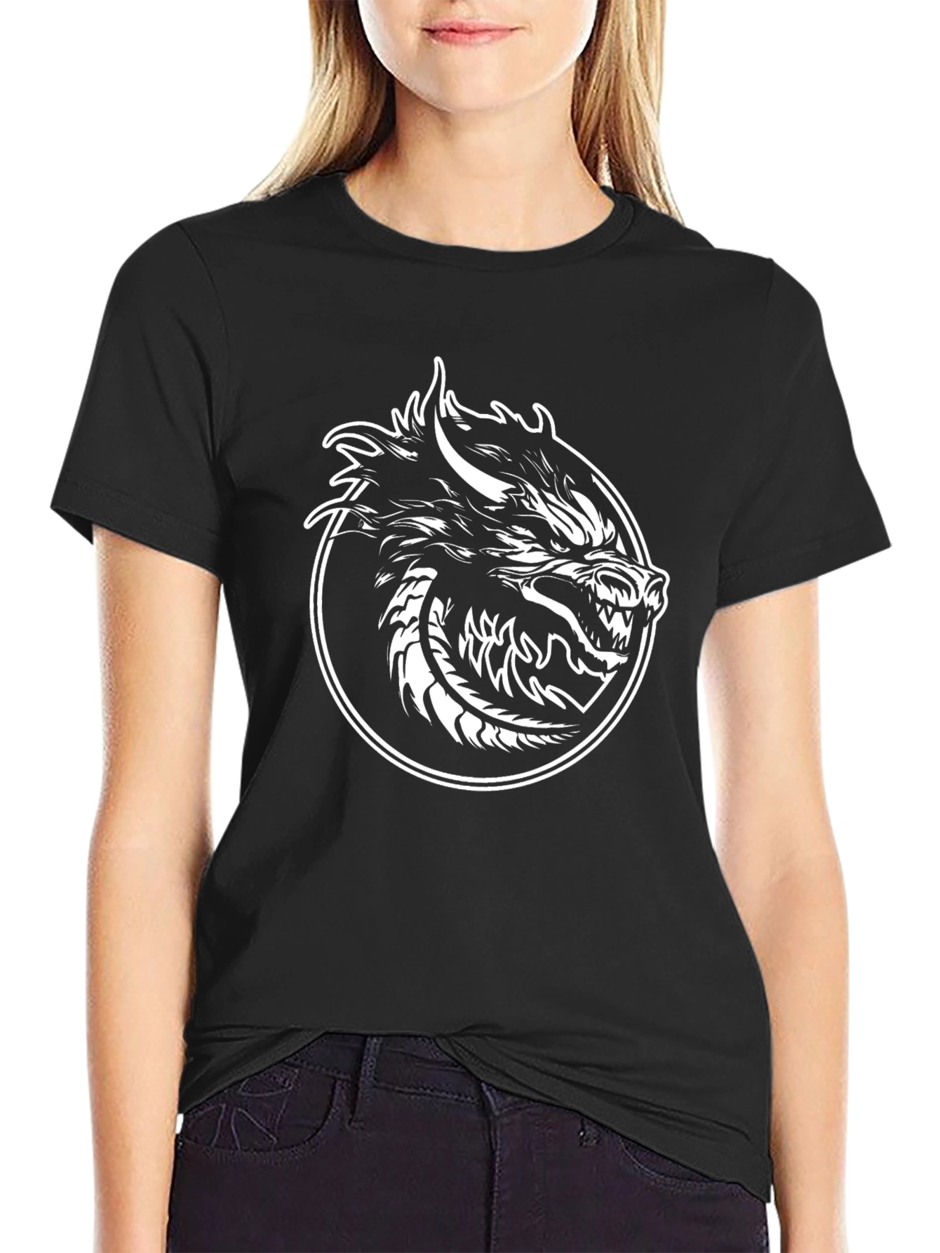 Dragon Graphic Tee - Bold Black Cotton Shirt