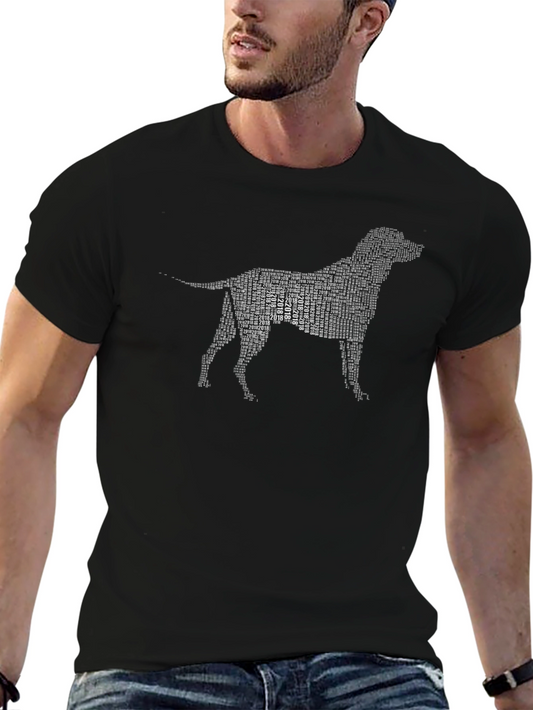 Dog Silhouette Graphic Tee - Black Cotton T-Shirt