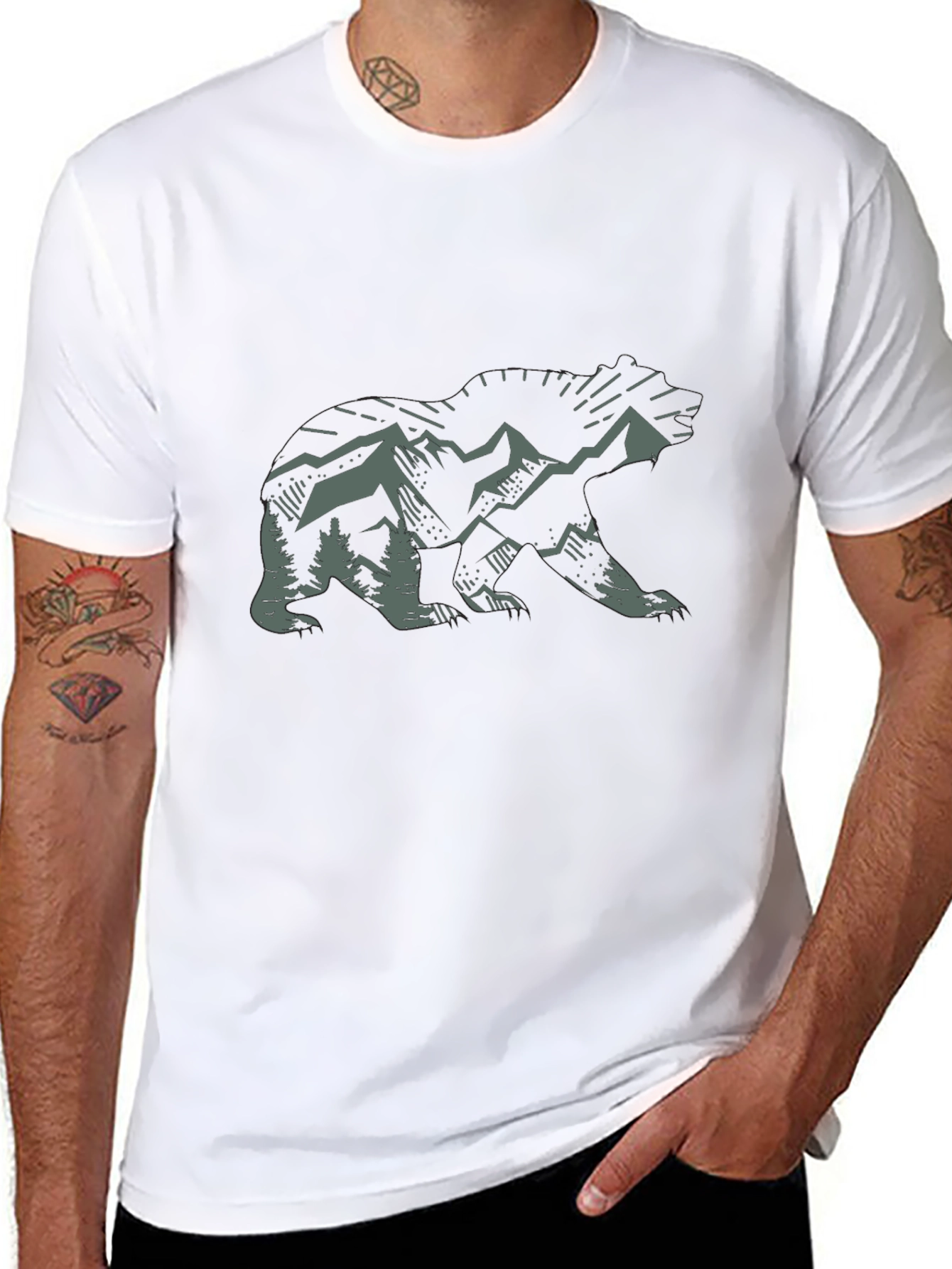 Nature Bear Graphic Tee - Outdoor Adventure Shirt