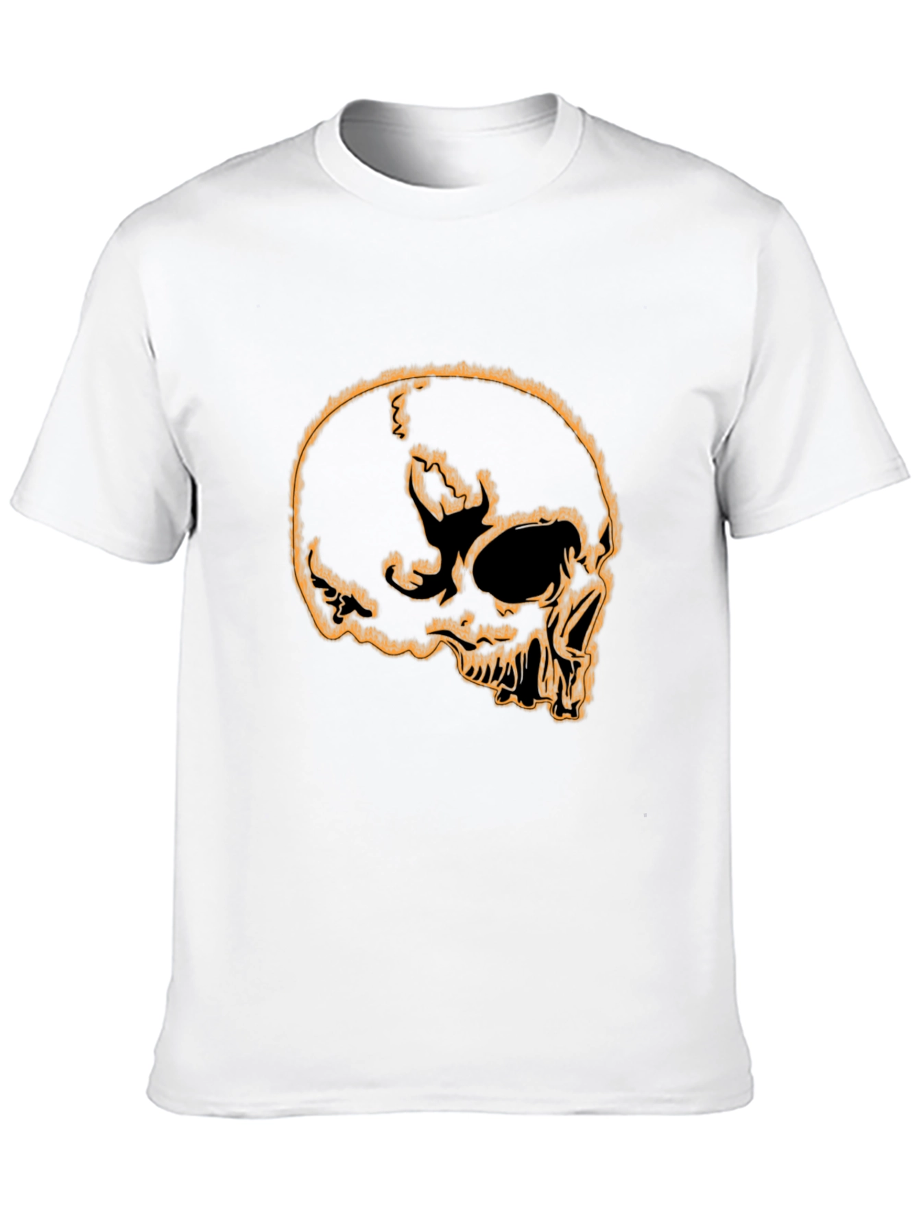 Skull Outline Graphic Tee - Edgy Black T-Shirt