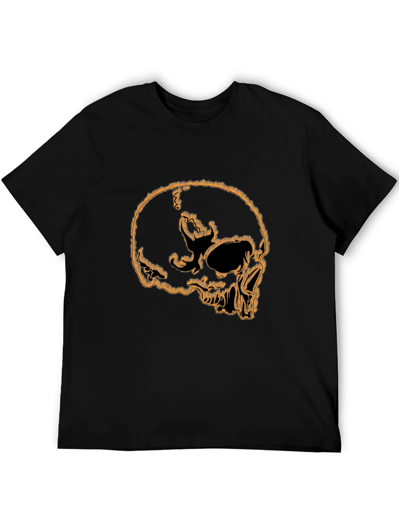 Skull Outline Graphic Tee - Edgy Black T-Shirt