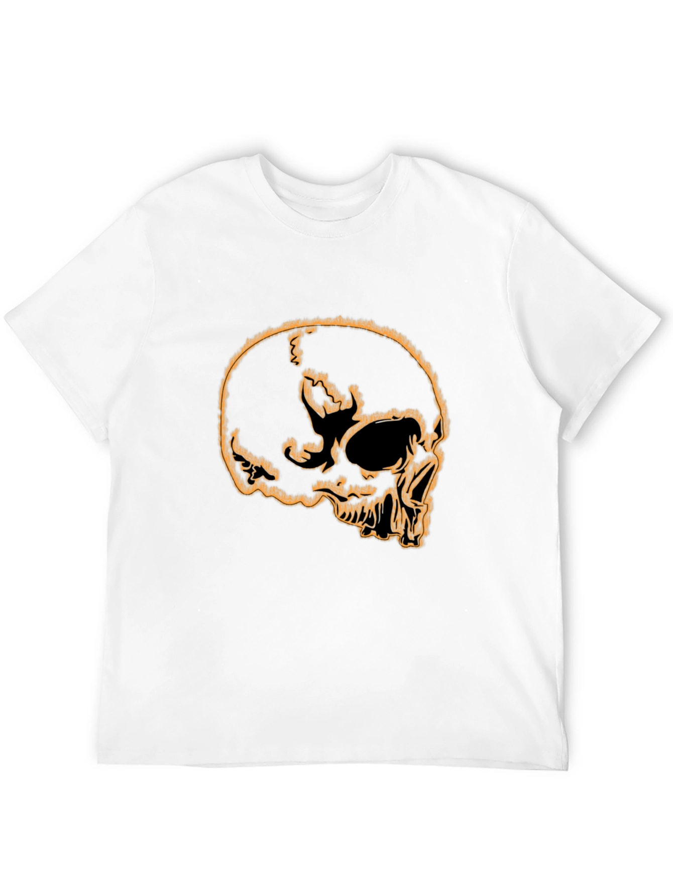Skull Outline Graphic Tee - Edgy Black T-Shirt