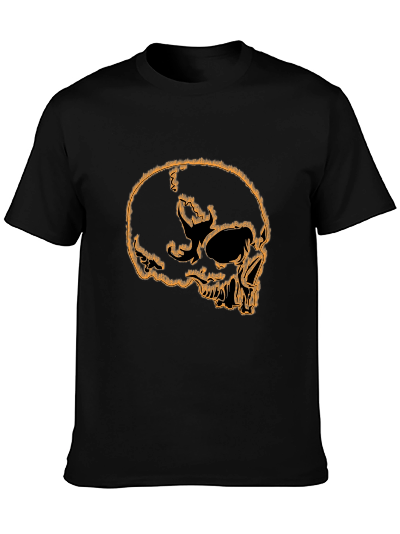 Skull Outline Graphic Tee - Edgy Black T-Shirt
