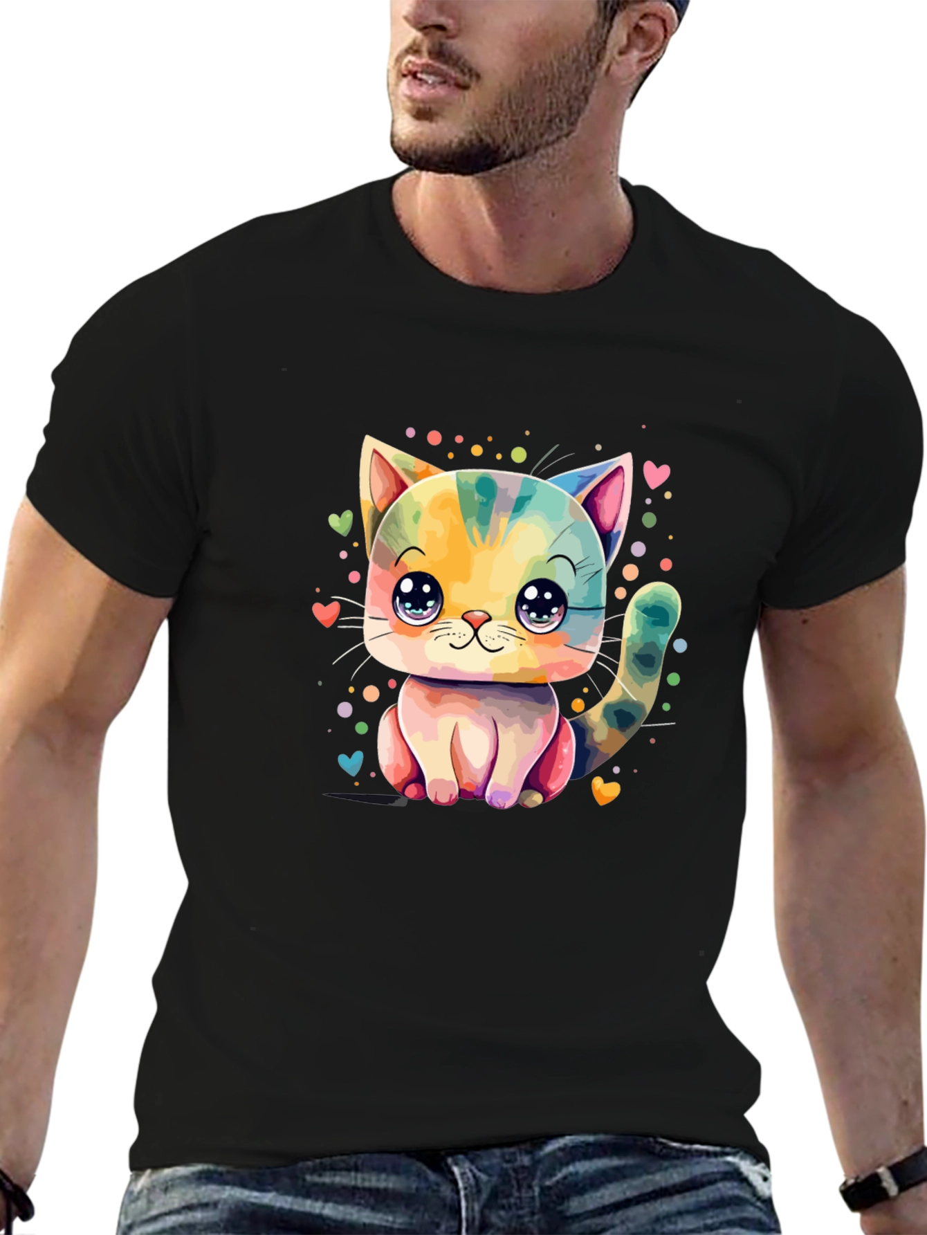 Cute Cat T-Shirt - Cartoon Kitten Design