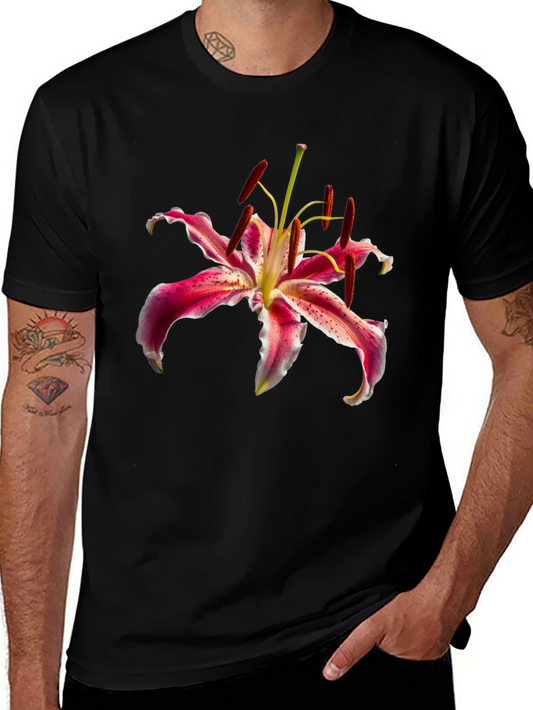 Floral Print T-Shirt - Elegant Lily Design