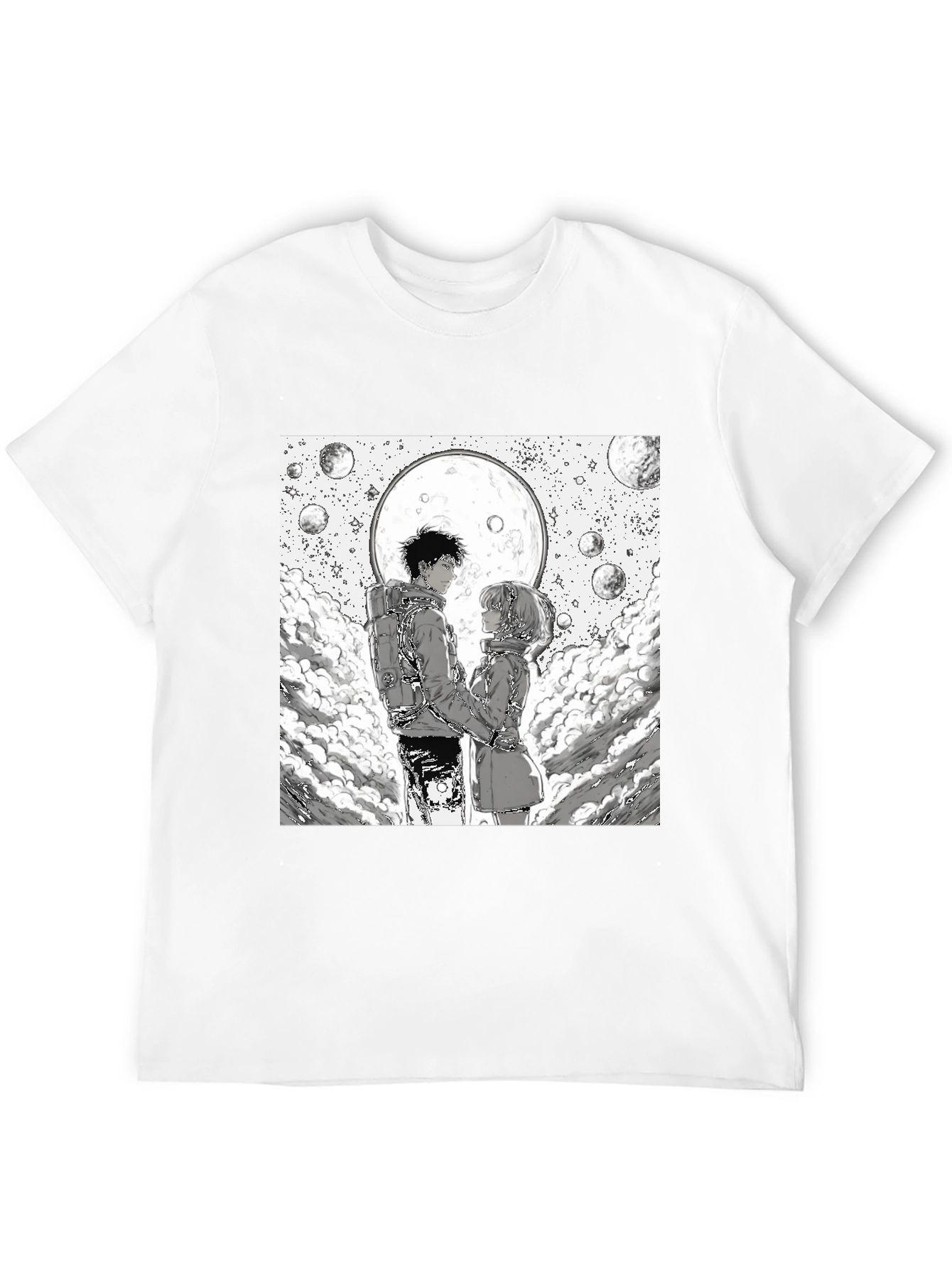Anime Moon Lovers Graphic Tee - Black