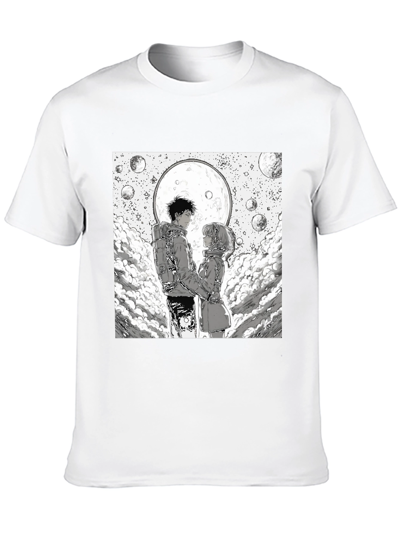 Anime Moon Lovers Graphic Tee - Black