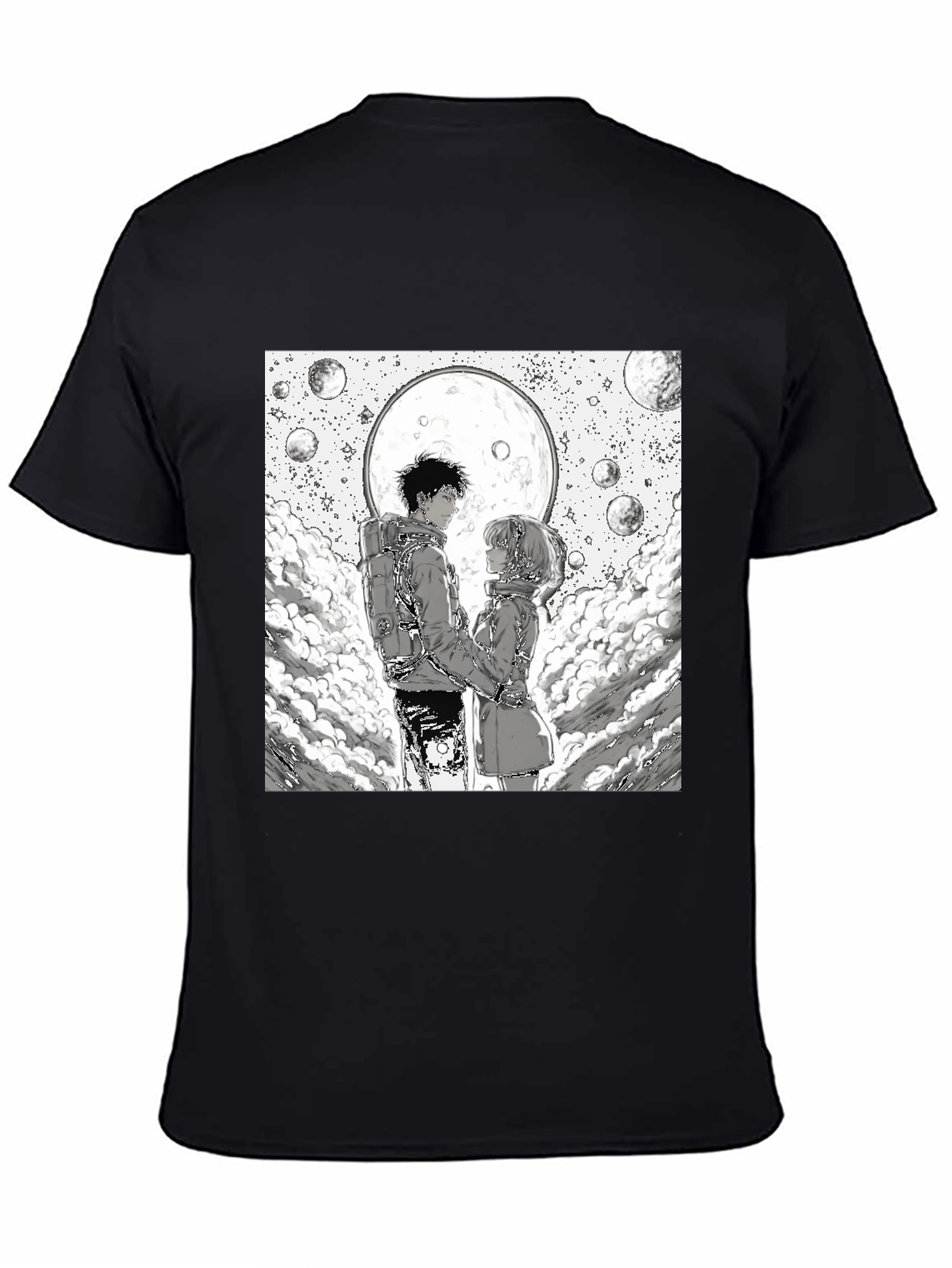 Anime Moon Lovers Graphic Tee - Black