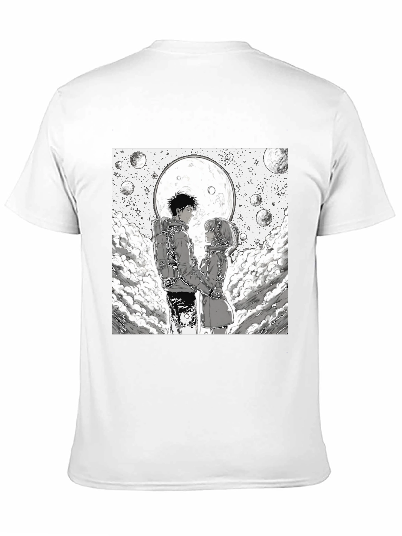 Anime Moon Lovers Graphic Tee - Black
