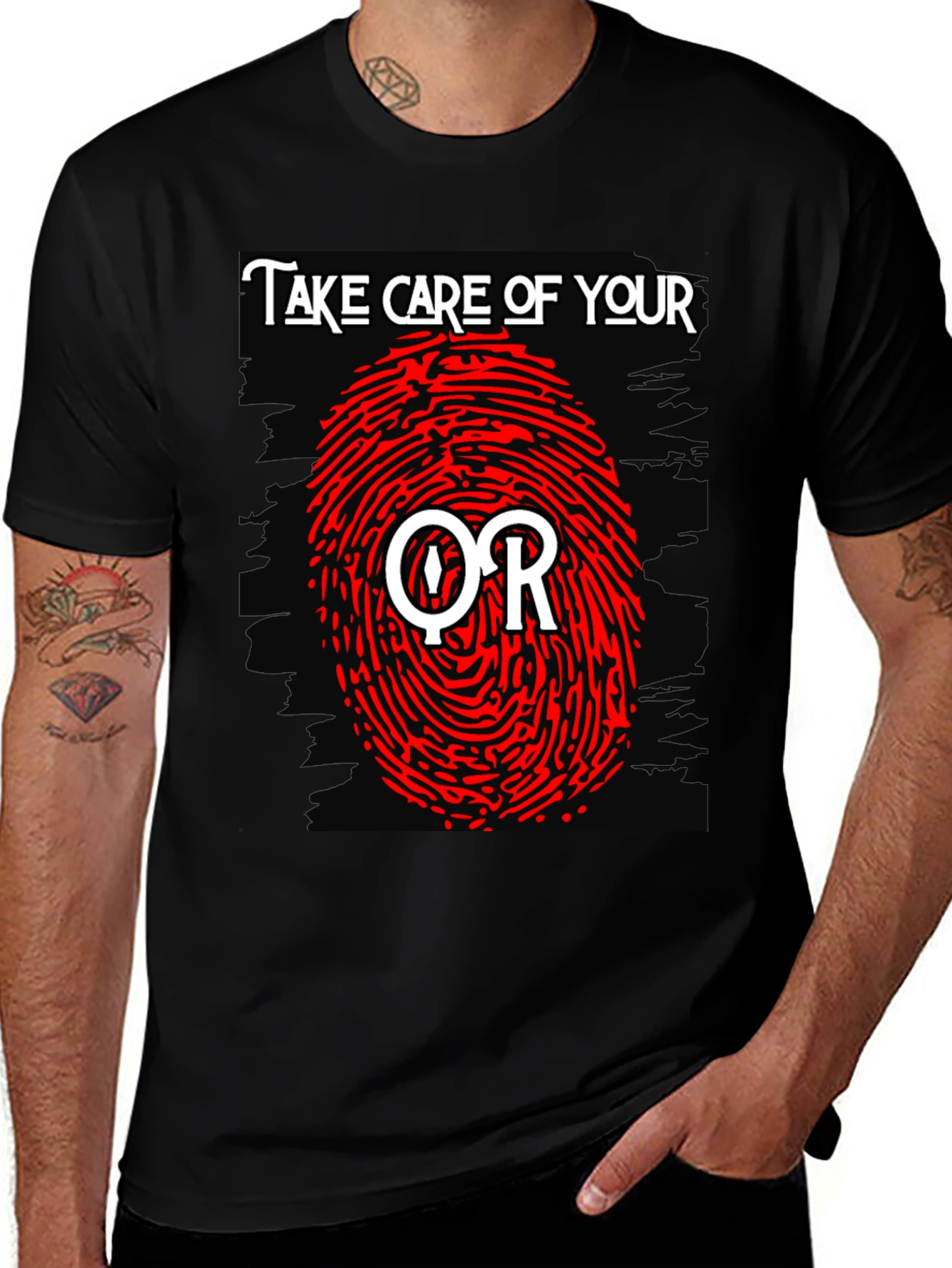 Take Care of Your QR Fingerprint Graphic Tee