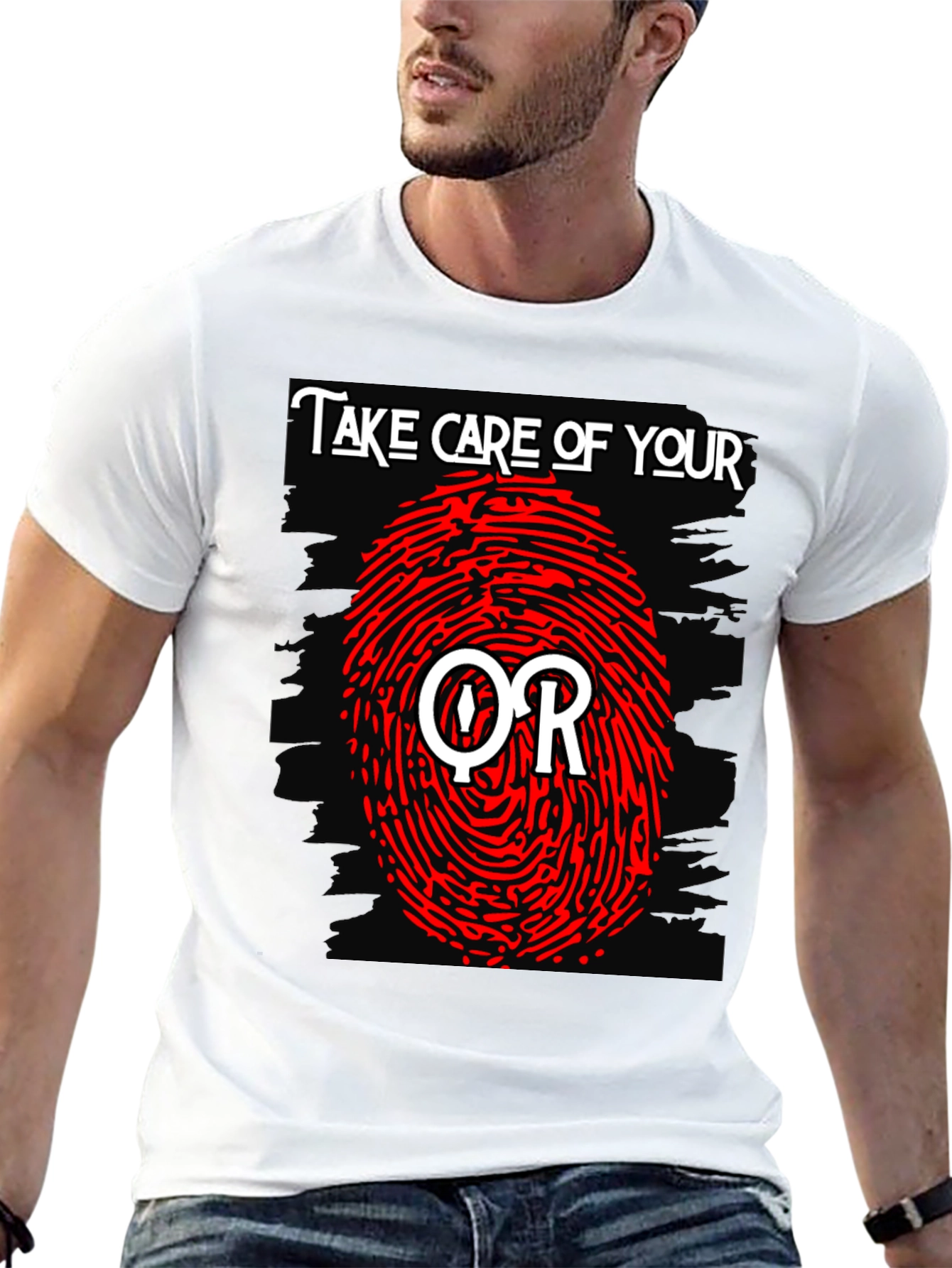 Take Care of Your QR Fingerprint Graphic Tee