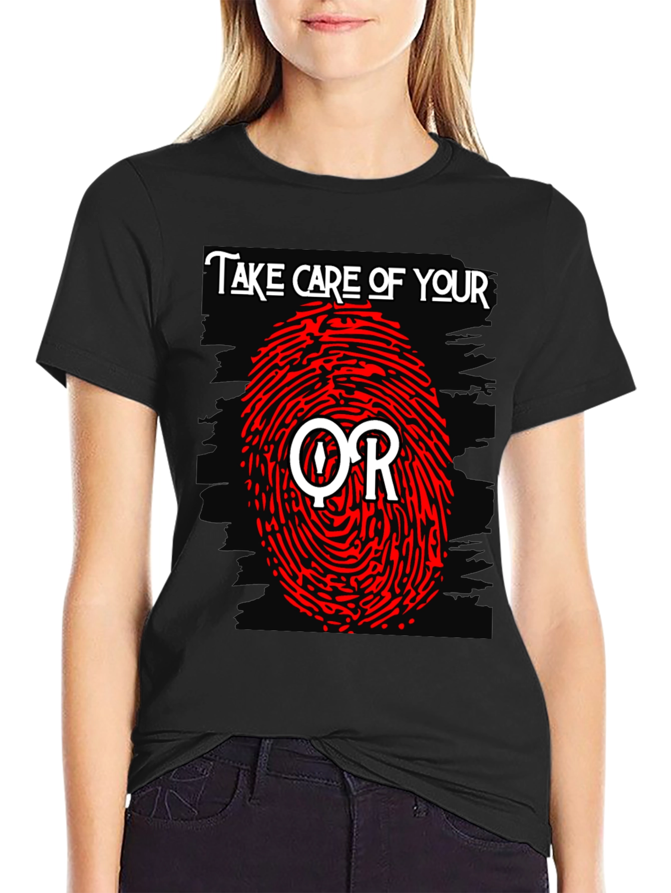 Take Care of Your QR Fingerprint Graphic Tee