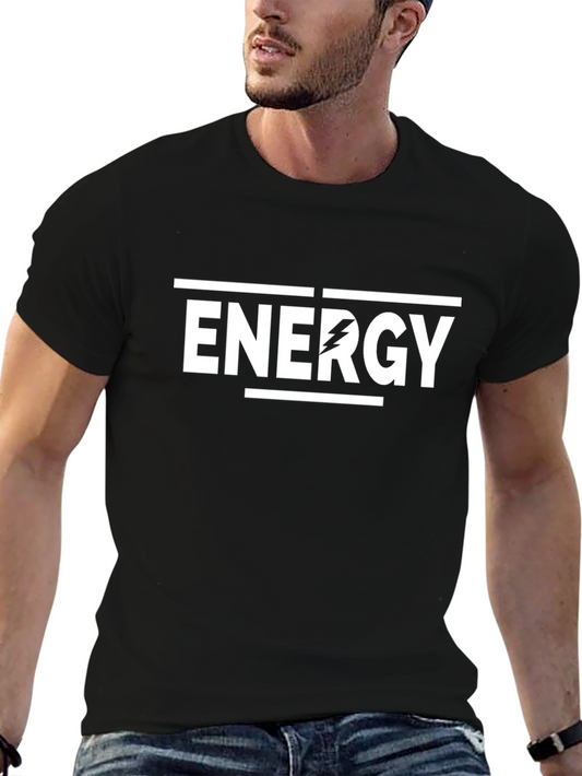 Energy Bolt Graphic Tee - Black Cotton T-Shirt