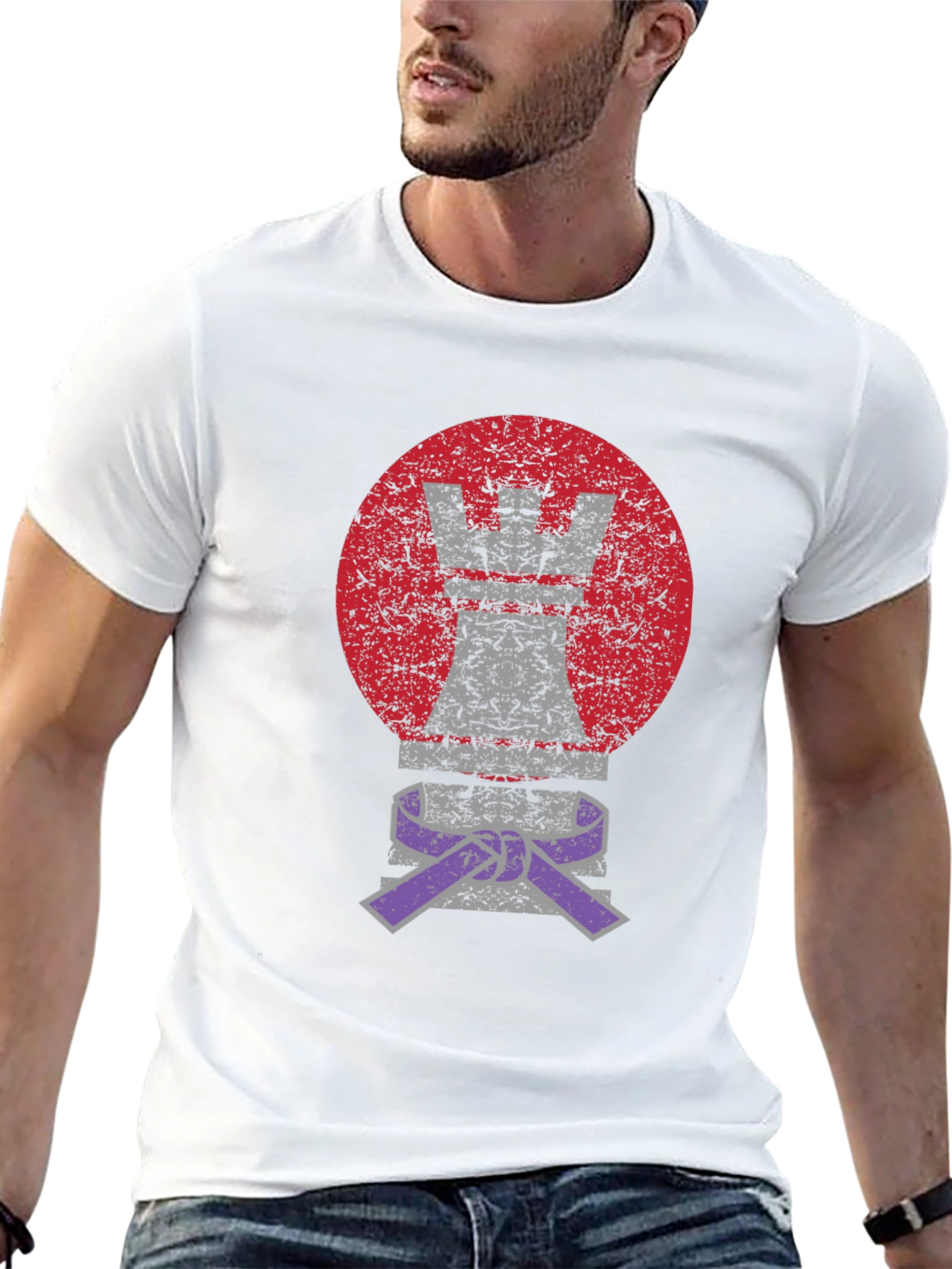 Chess Rook Jiu Jitsu Purple Belt Graphic T-Shirt