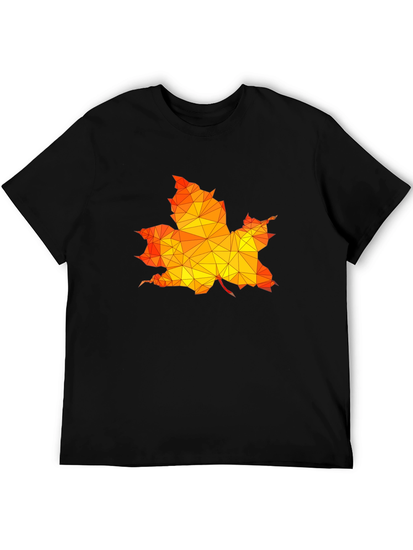 Geometric Maple Leaf Graphic Black T-Shirt