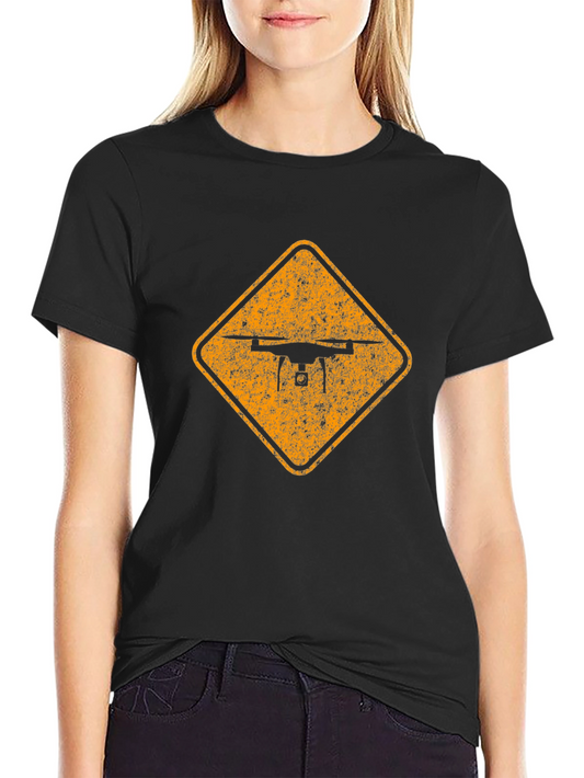 Drone Crossing Sign - Mens Black Graphic Tee