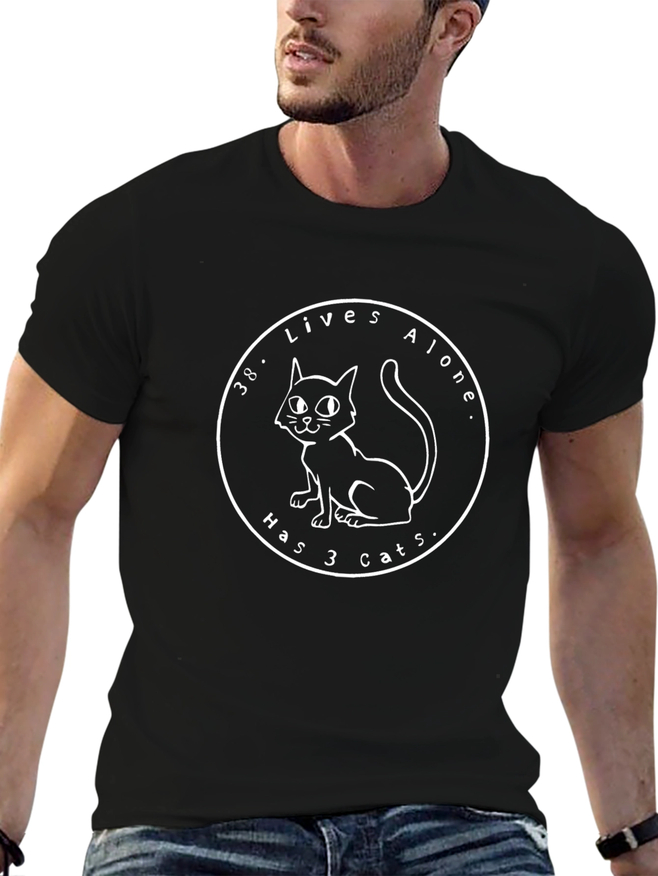 38 Lives Alone Has 3 Cats T-Shirt