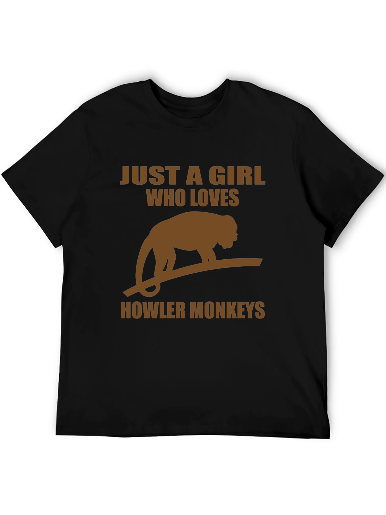 Girl Who Loves Howler Monkeys Black T-Shirt
