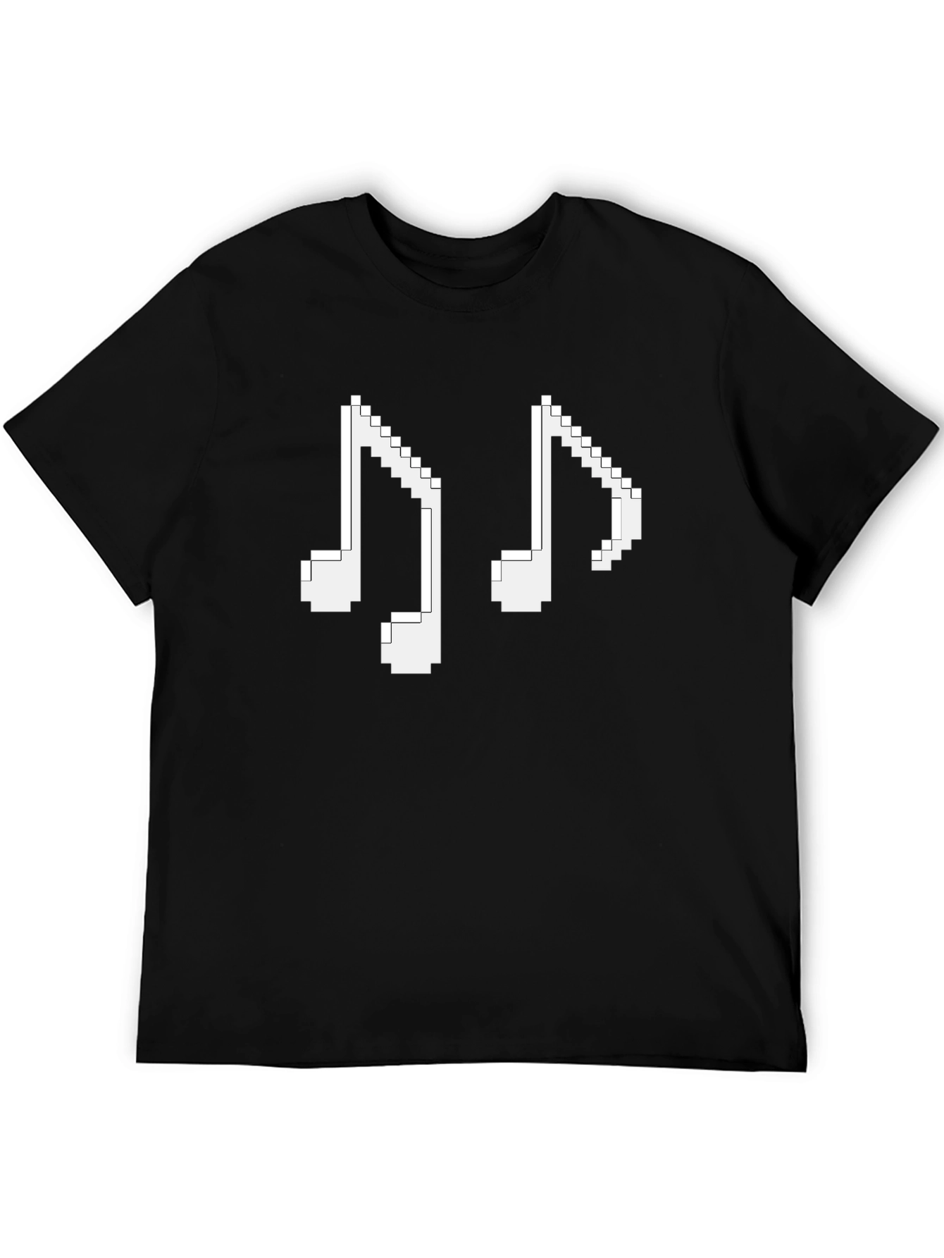 Pixel Music Notes Black T-Shirt