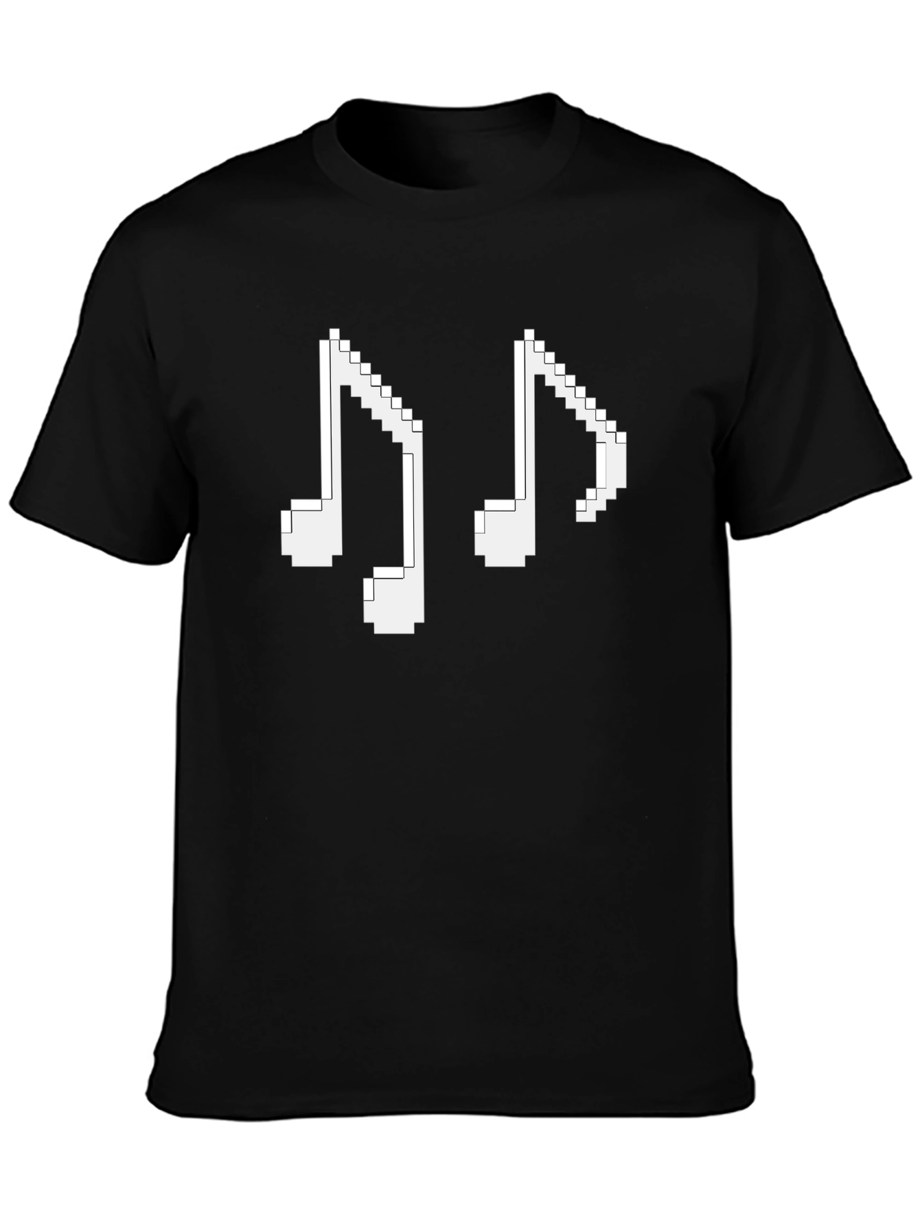 Pixel Music Notes Black T-Shirt