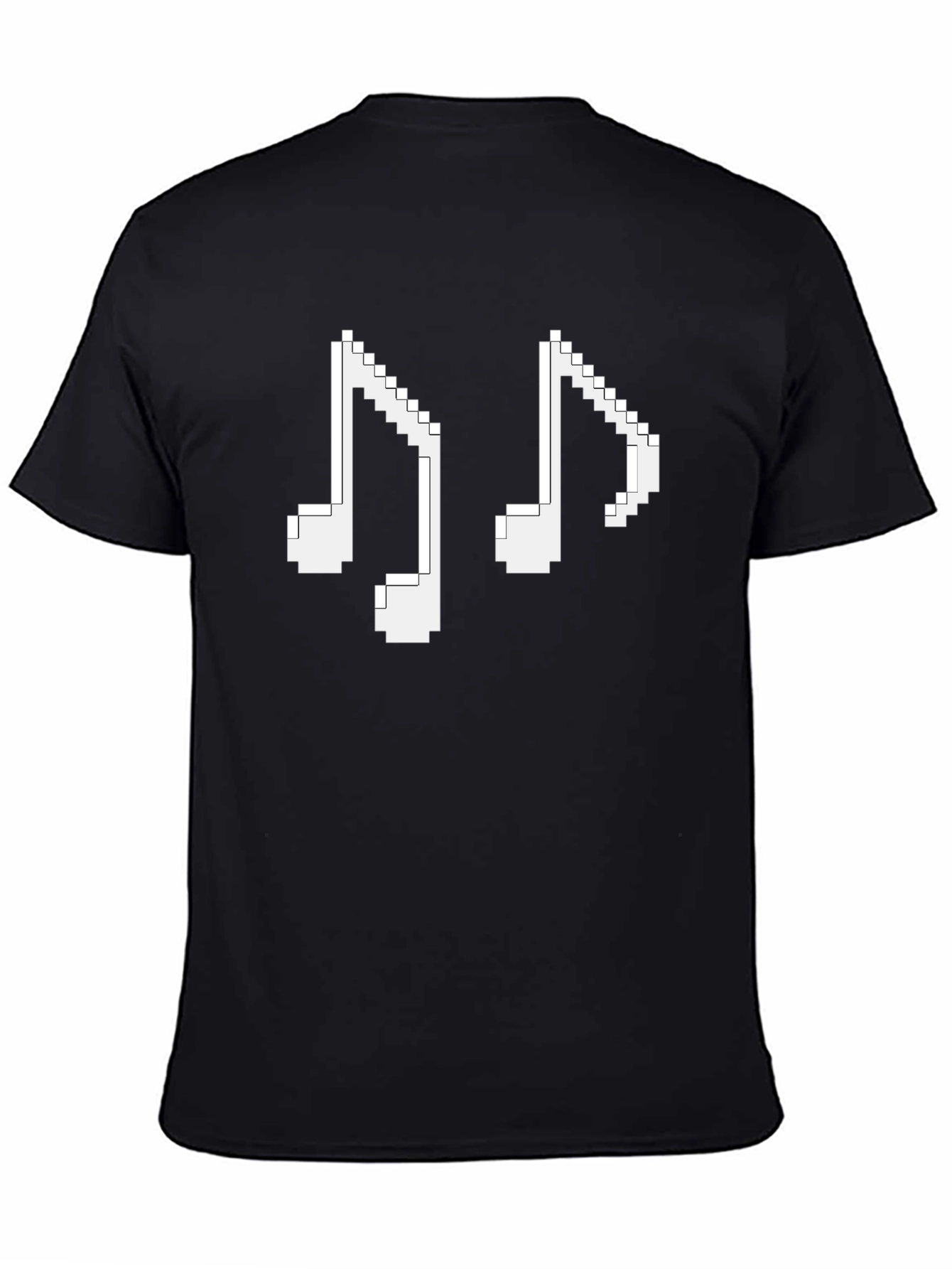Pixel Music Notes Black T-Shirt