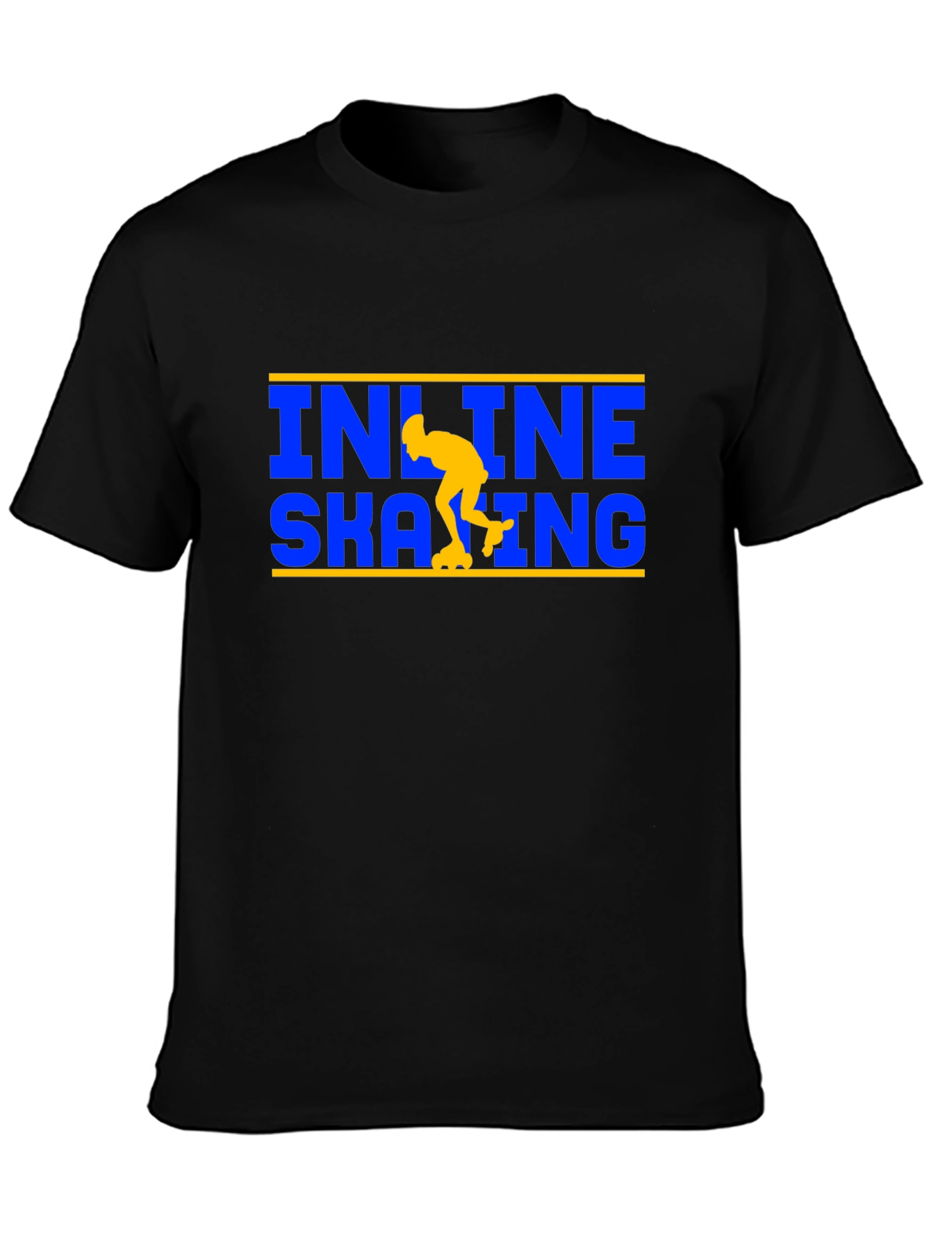 Inline Skating T-Shirt - Blue and Yellow Design
