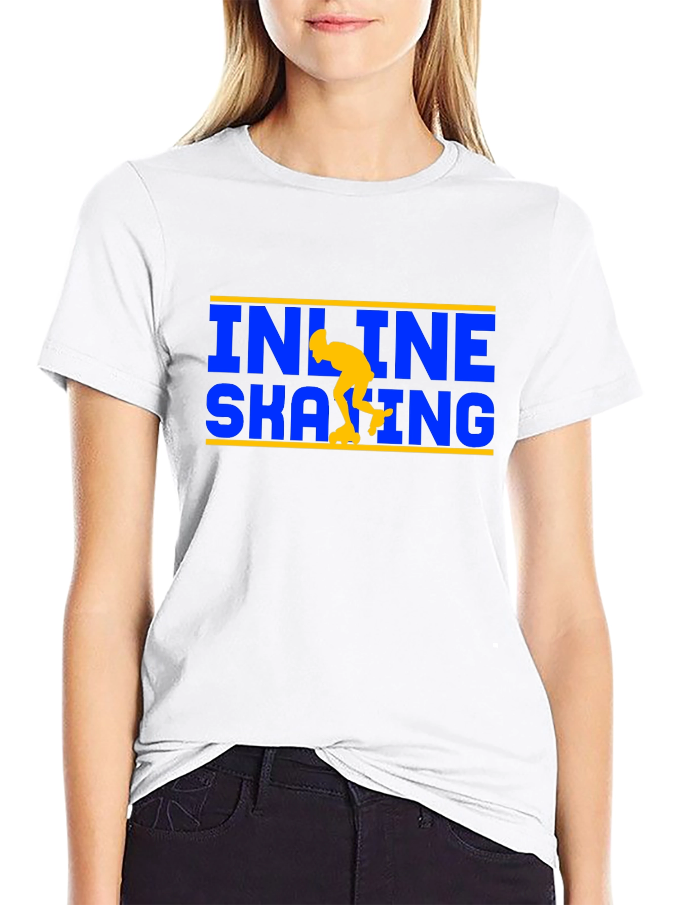 Inline Skating T-Shirt - Blue and Yellow Design