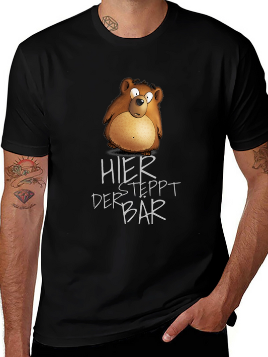 Humorous Bear Graphic Black T-Shirt