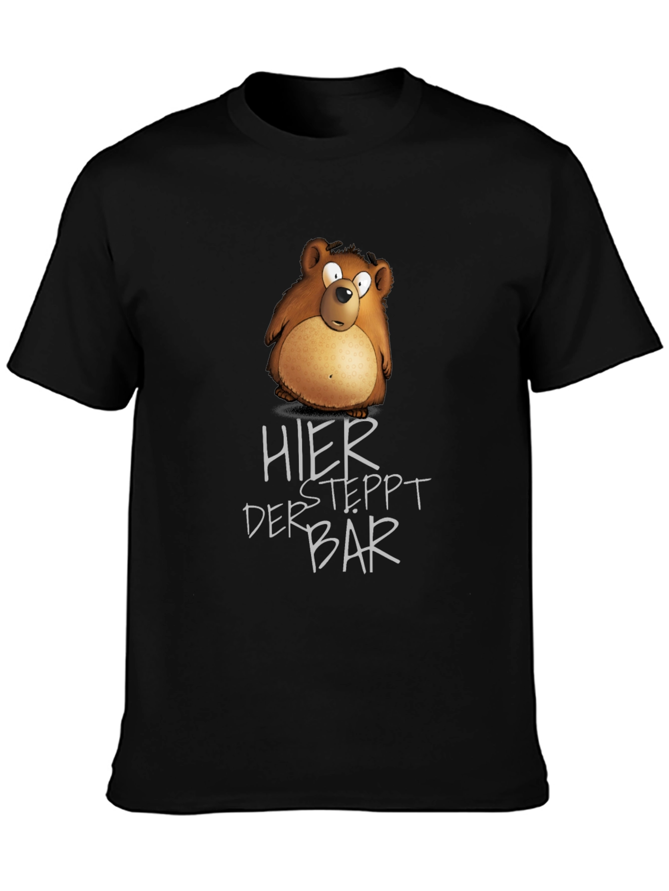 Humorous Bear Graphic Black T-Shirt