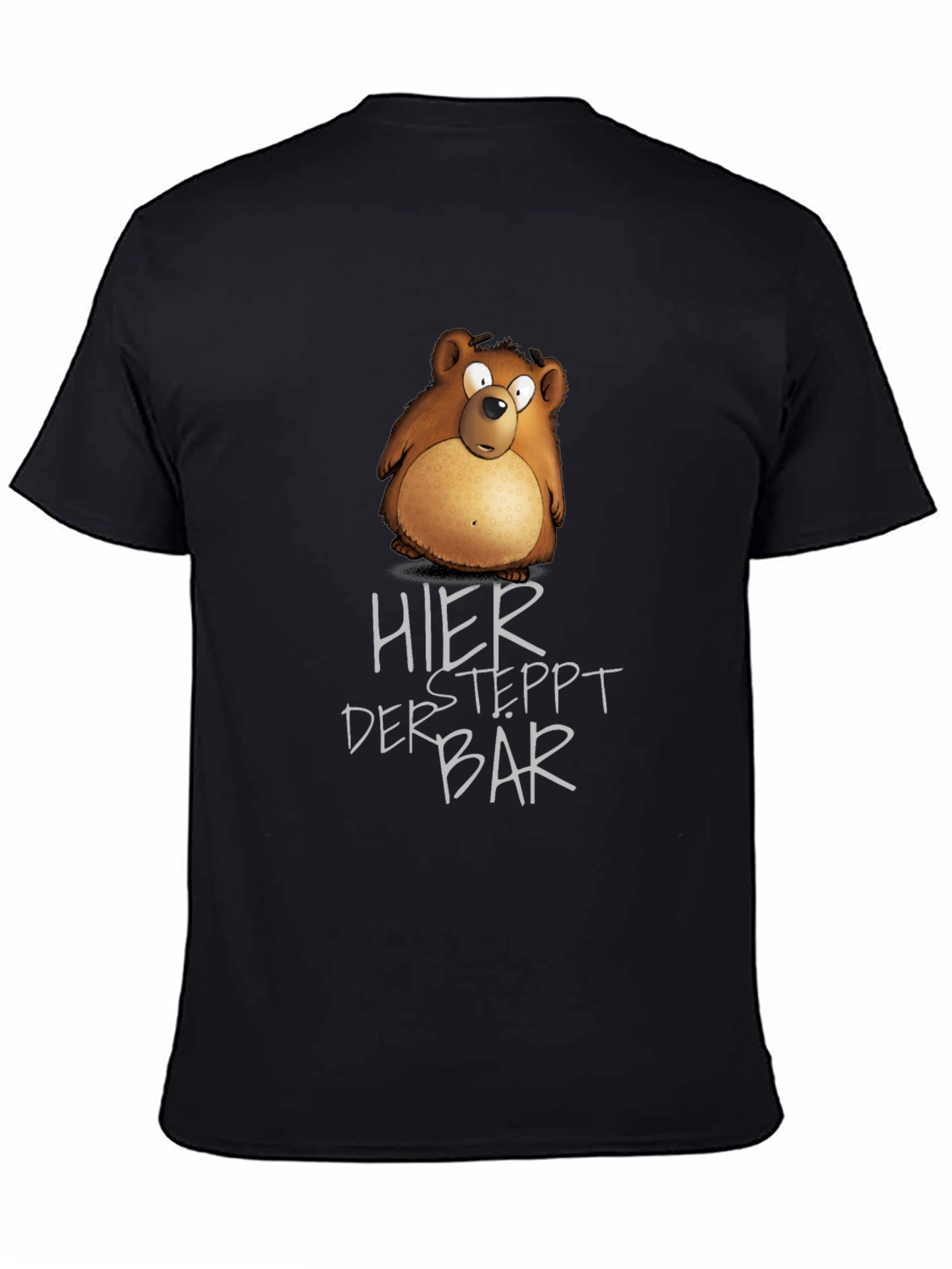 Humorous Bear Graphic Black T-Shirt
