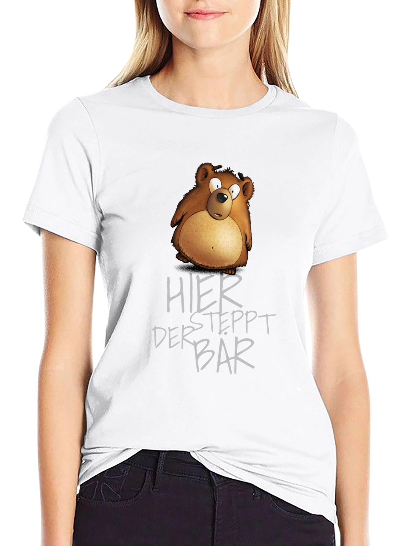 Humorous Bear Graphic Black T-Shirt