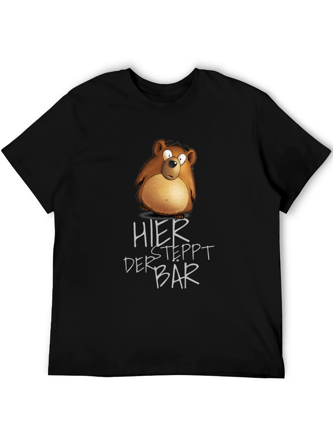 Humorous Bear Graphic Black T-Shirt