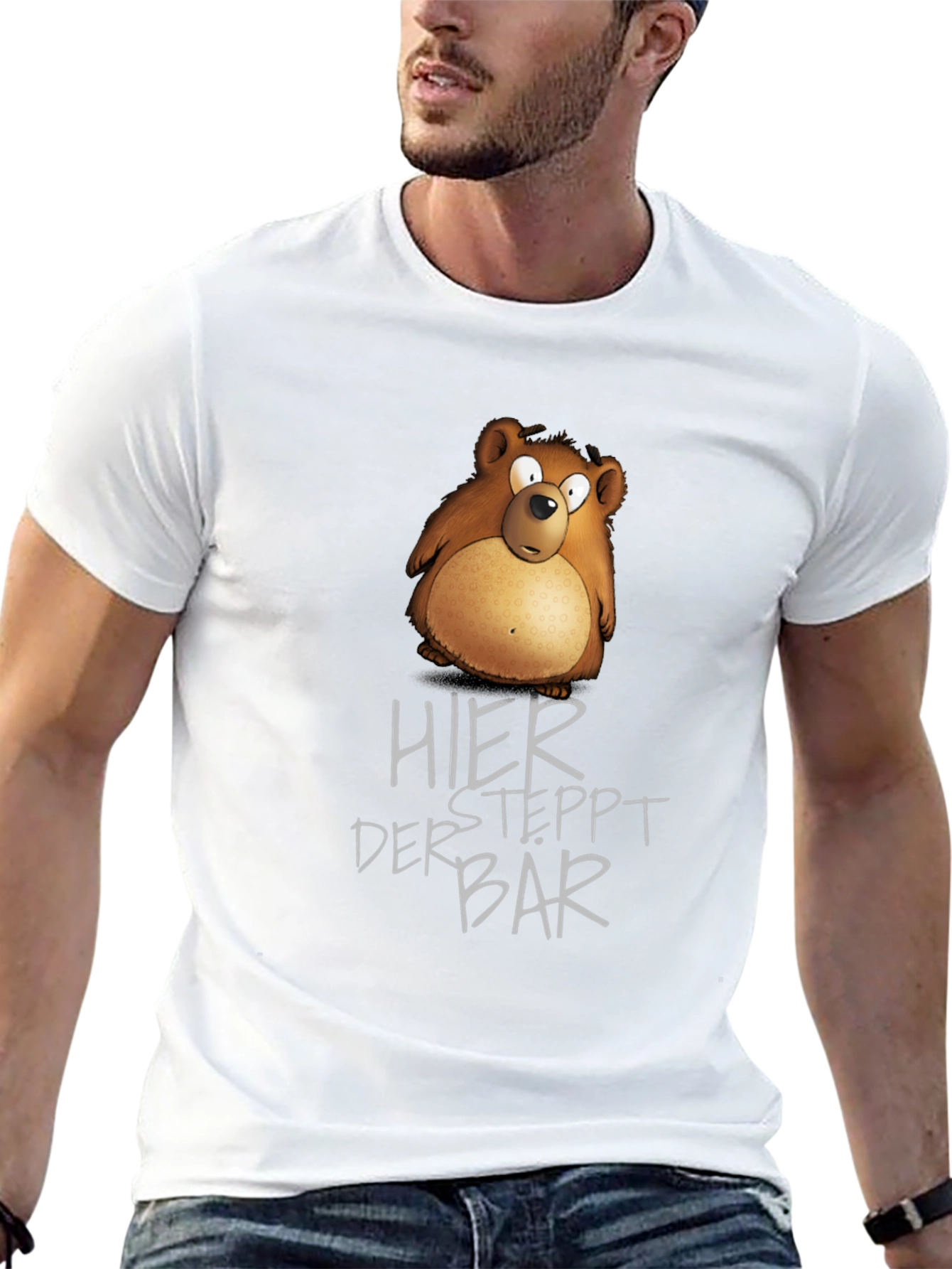 Humorous Bear Graphic Black T-Shirt