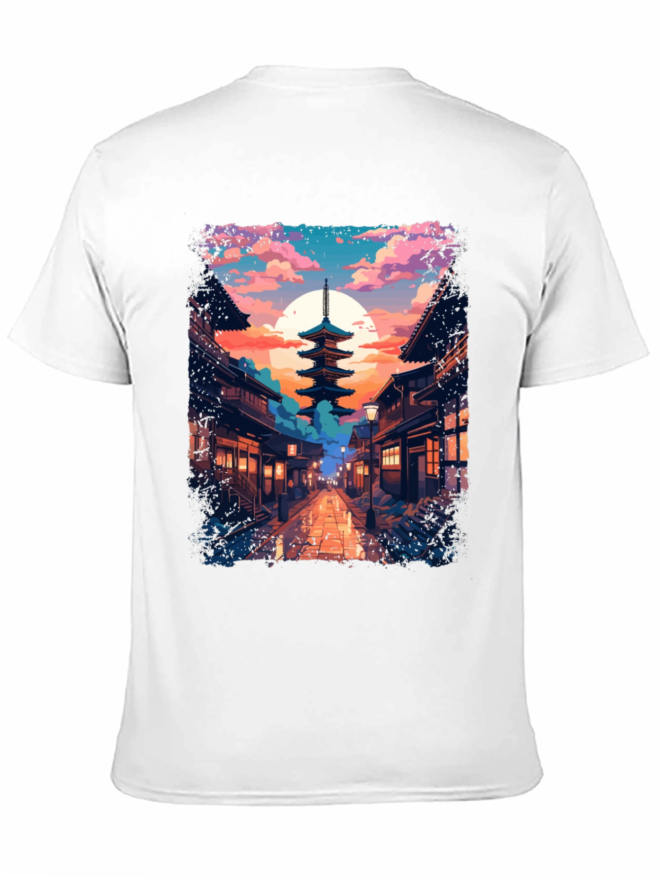 Japanese Pagoda Graphic Tee - Anime Style