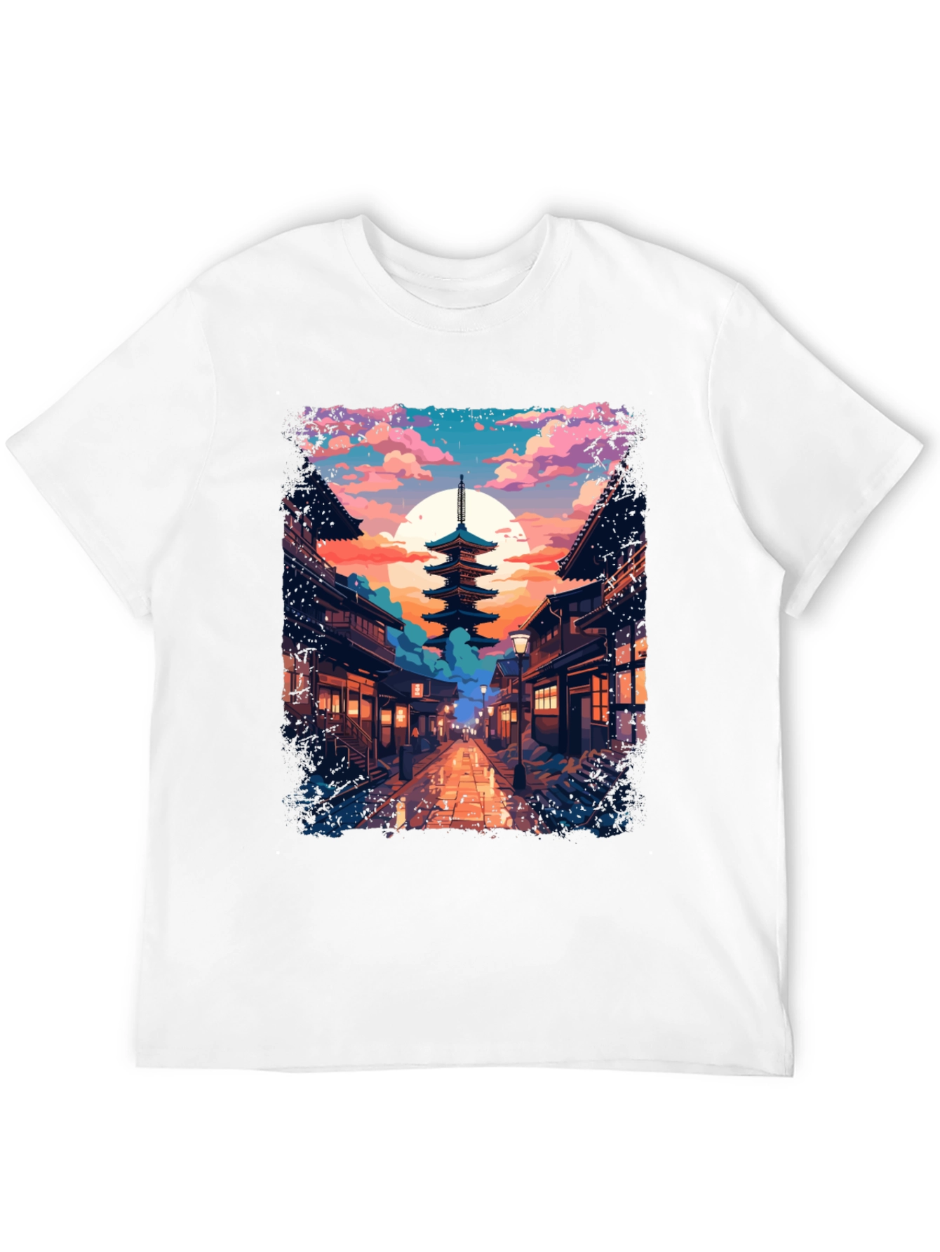 Japanese Pagoda Graphic Tee - Anime Style