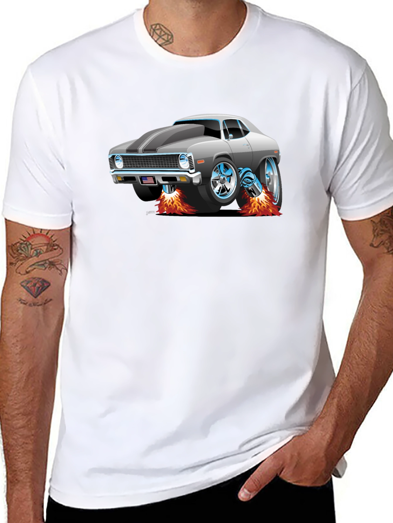 Cartoon Car Graphic T-Shirt