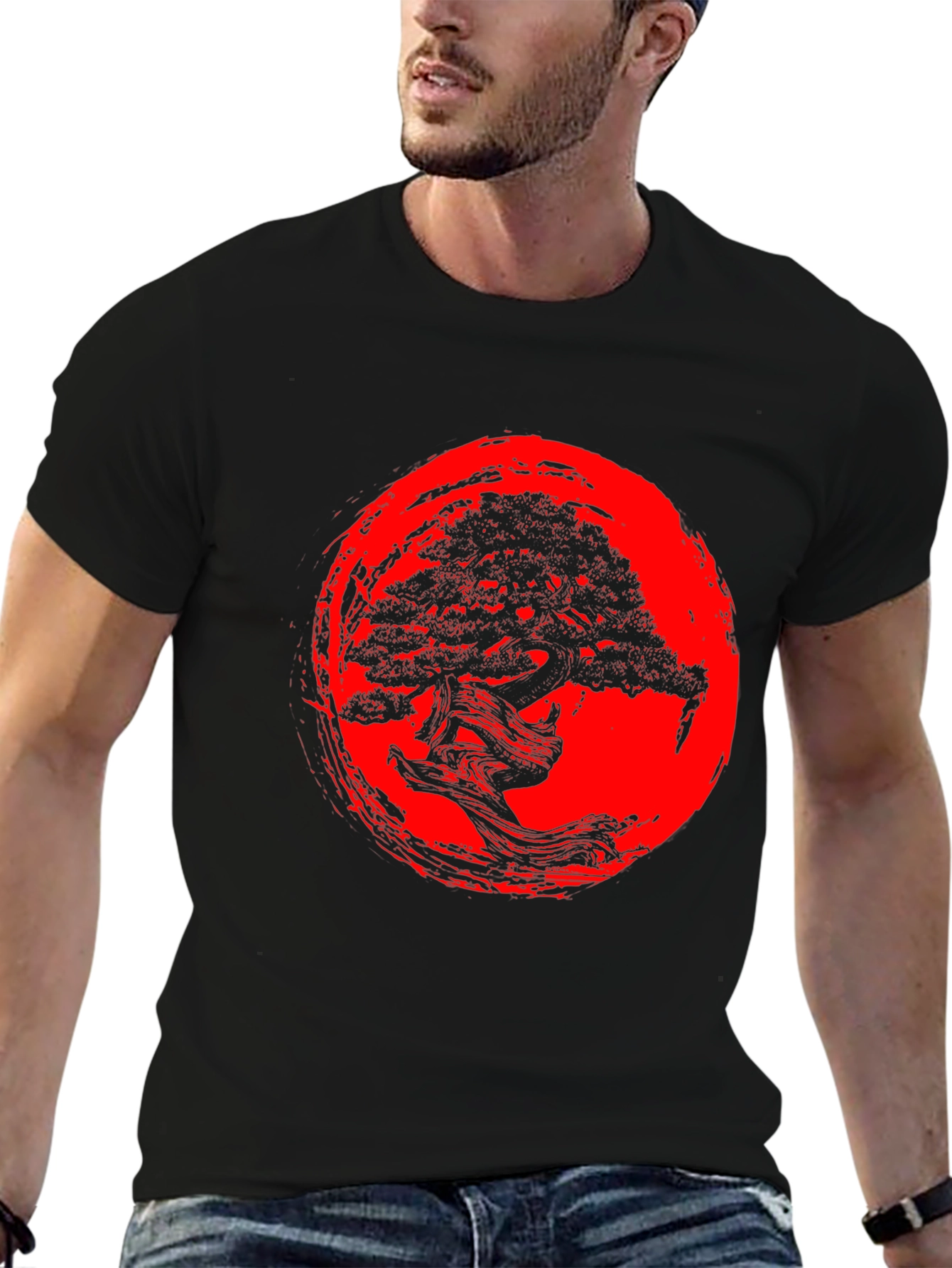 Bonsai Tree Graphic T-Shirt - Zen Style Black Tee