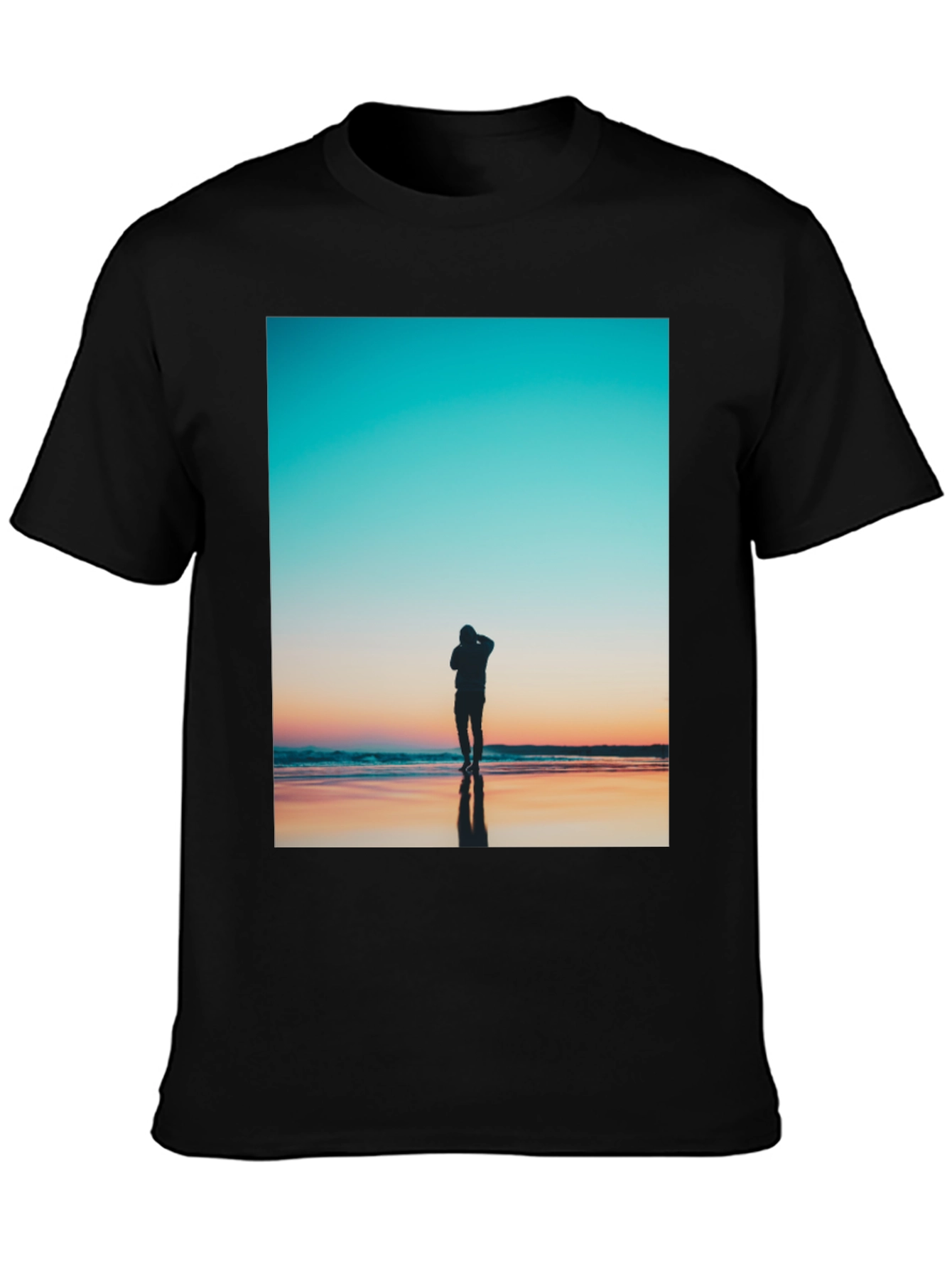 Sunset Silhouette Graphic Tee - Black