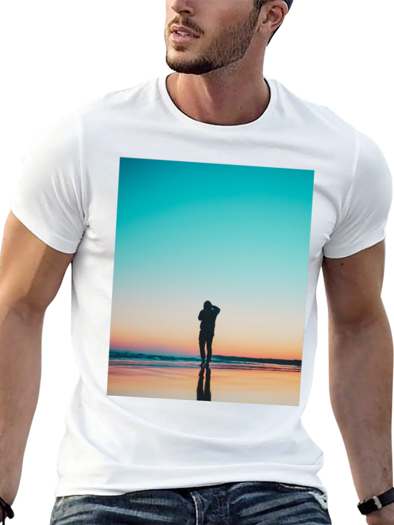 Sunset Silhouette Graphic Tee - Black