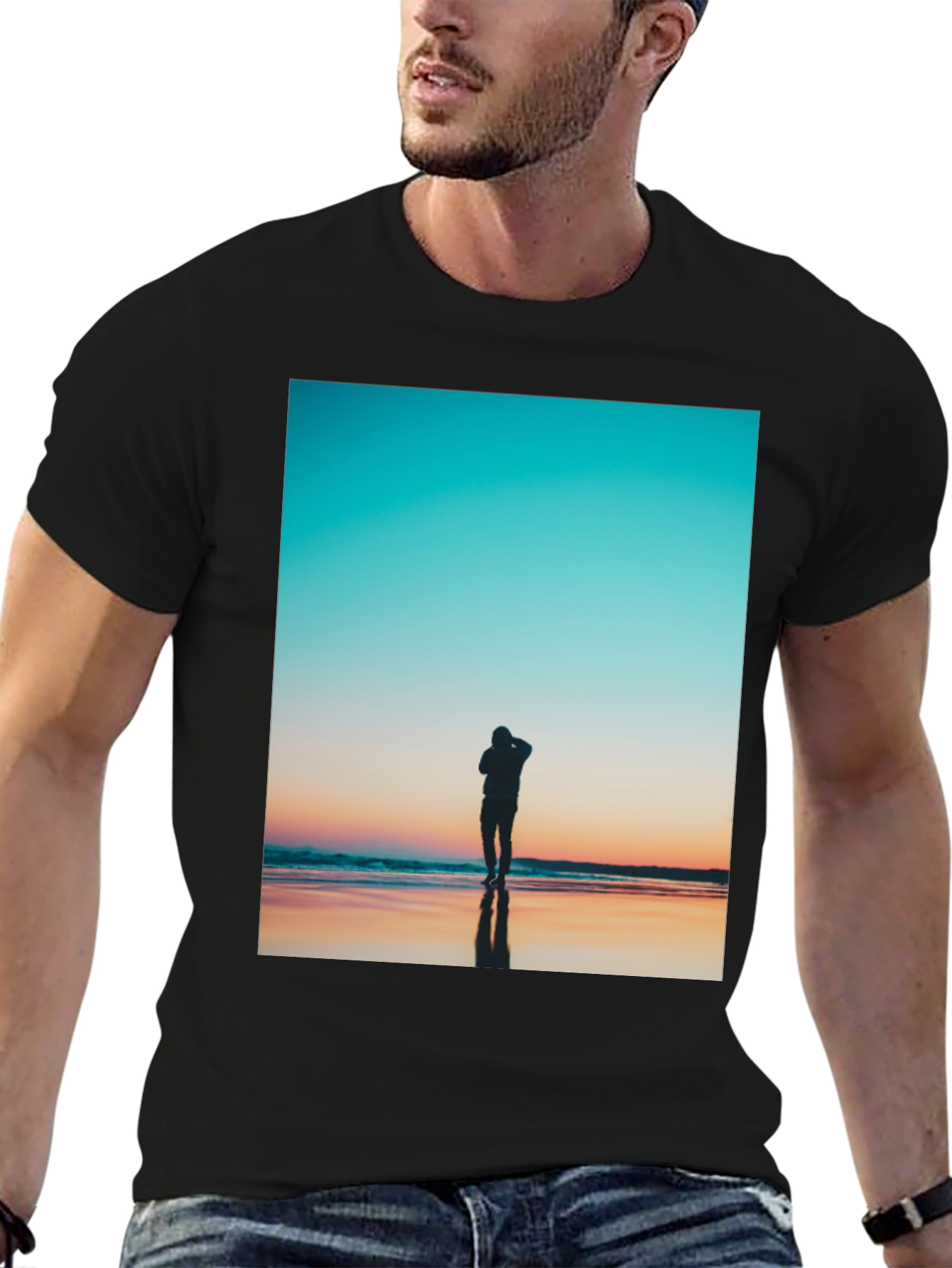 Sunset Silhouette Graphic Tee - Black