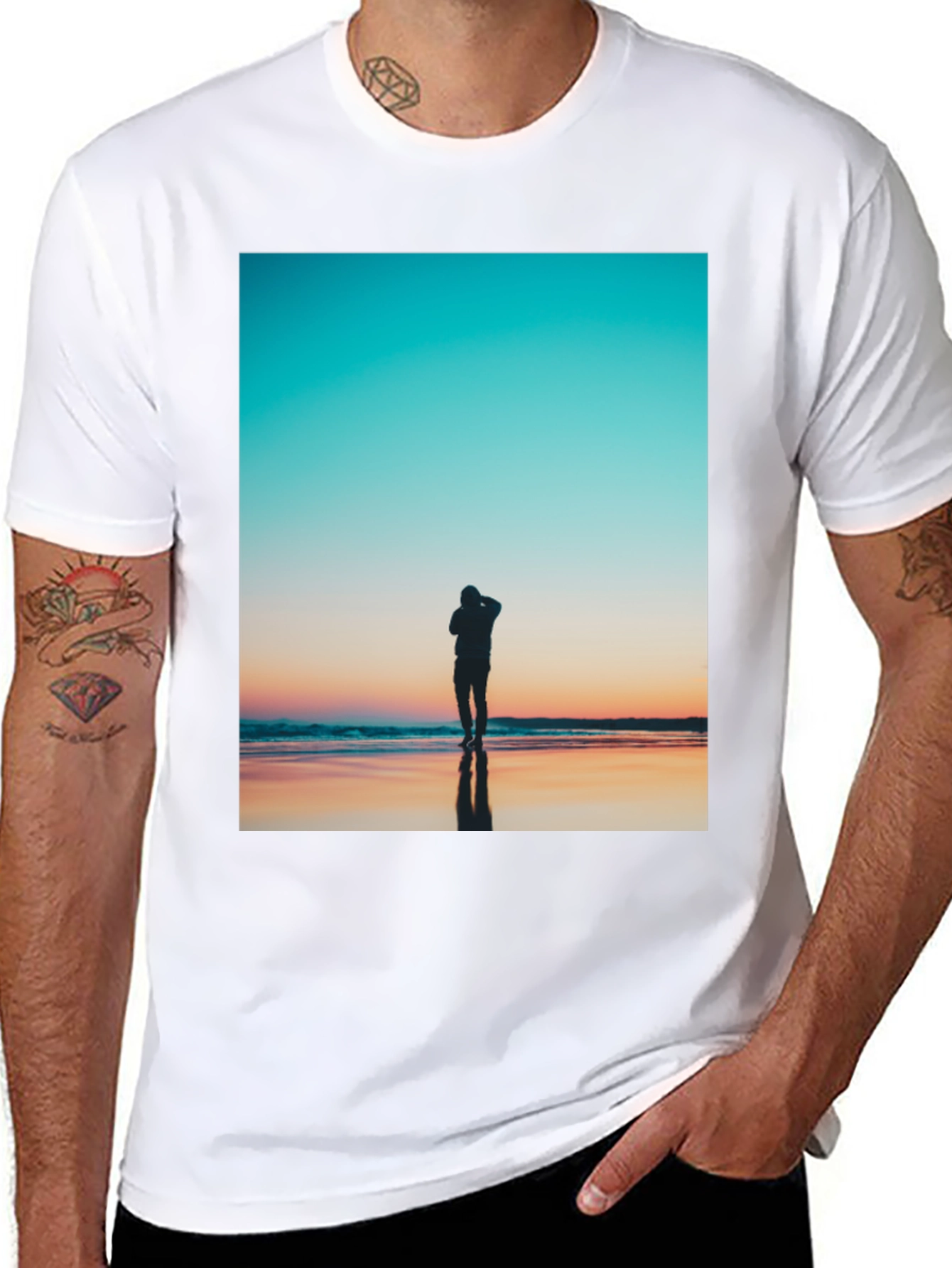 Sunset Silhouette Graphic Tee - Black