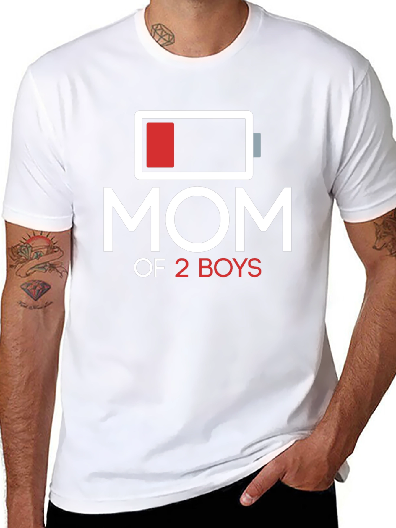 Mom of 2 Boys Low Battery T-Shirt