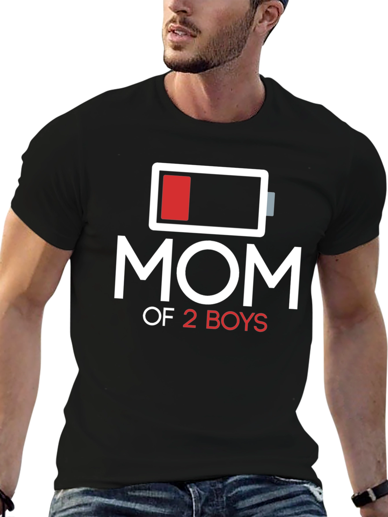 Mom of 2 Boys Low Battery T-Shirt